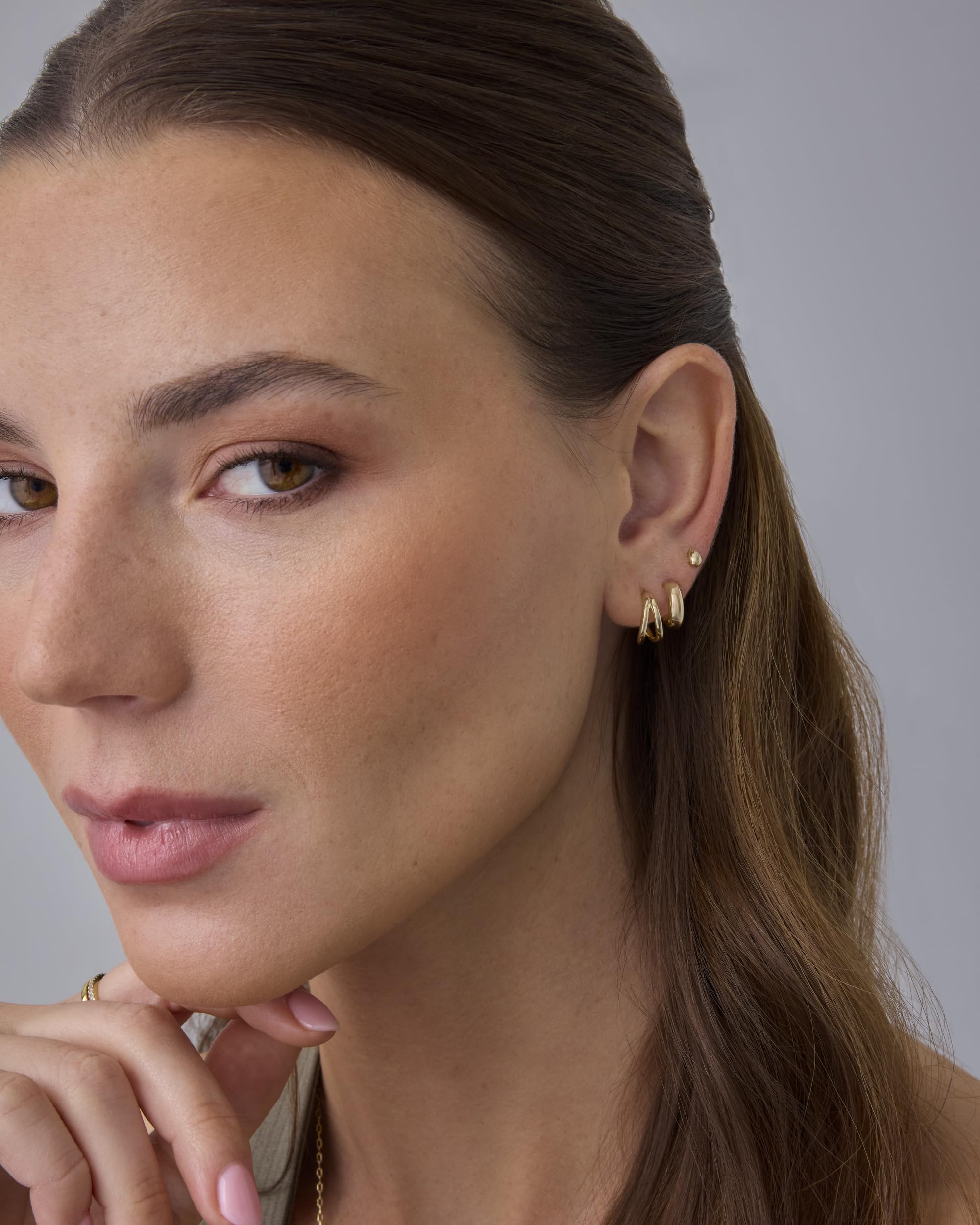 PAVOI Gold Hoop Earrings for Women - 14K-18K Yellow Gold Plated 925 Sterling Silver - Hypoallergenic 3-Pair Small Hoop Earings Set with Cubic Zirconia - Rope Teardrop & Chunky Huggie Styles Earscape Piercings