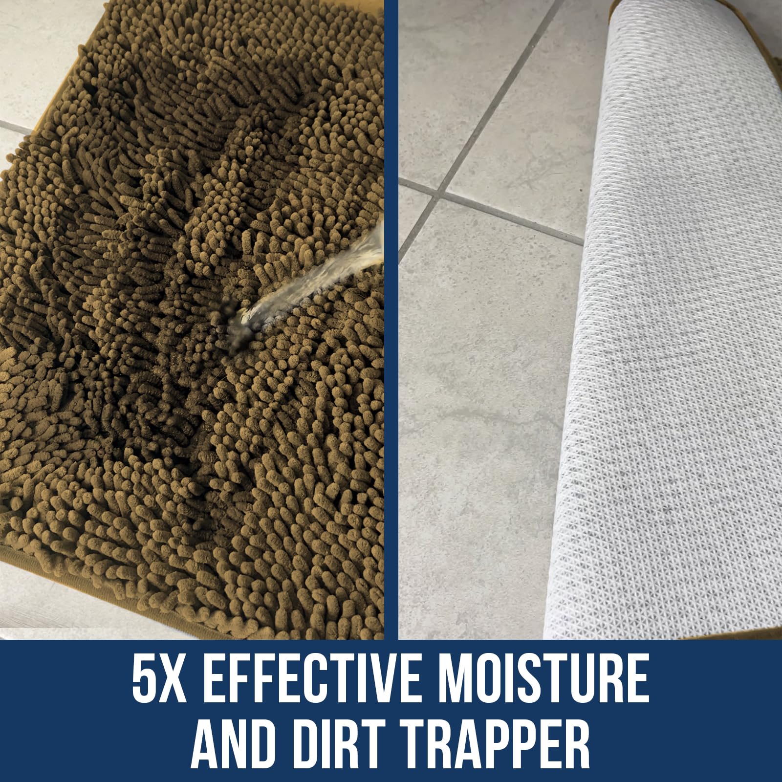 Muddy Mat Chenille Bathroom Rugs Quick Dry Microfiber Mats Non Slip Washable, Extra Thick, Soft and Highly Absorbent Bath Mats for Bathroom, Kitchen, and Shower Floor - Atlantic Blue Small 28"X18"