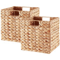 Vagusicc Wicker Storage Basket, Set of 2 Seagrass Storage Baskets, Foldable Wicker Basket 9 Inch Square Cube Storage Bins Storage Baskets for Organizing Shelf Baskets, 9''x9''x9''