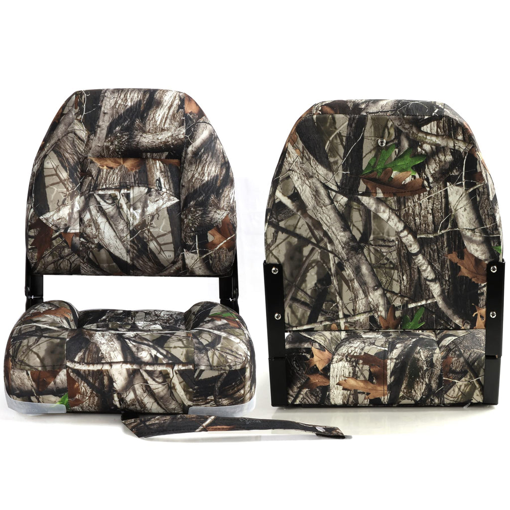 NORTHCAPTAIN Marine Boat Chair 2 Pack,Camo High Back Folding Fishing Boat Seat for Fishing, Bass/Jon/Pontoon Boats, 4 Mounting Screws Included