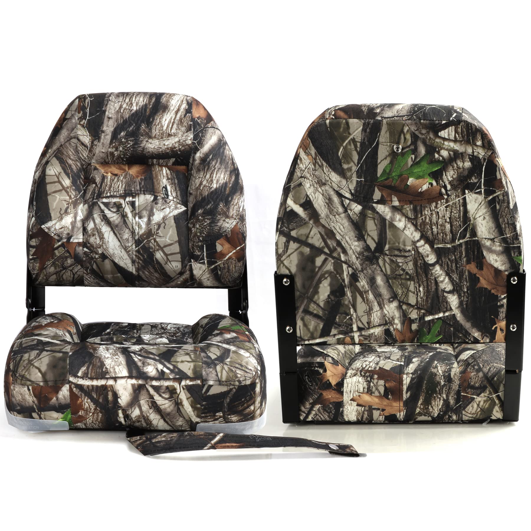 NORTHCAPTAIN Marine Boat Chair 2 Pack,Camo High Back Folding Fishing Boat Seat for Fishing, Bass/Jon/Pontoon Boats, 4 Mounting Screws Included