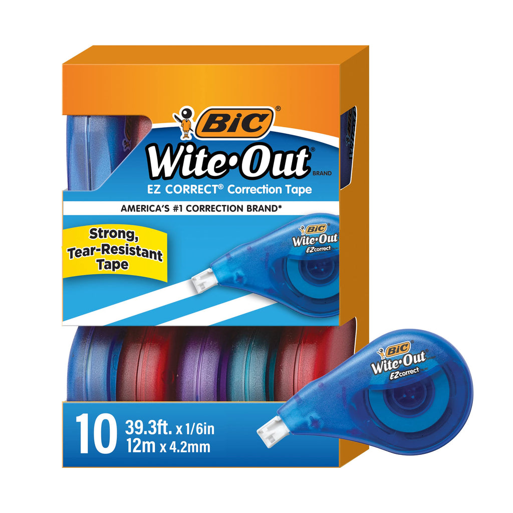 BIC Wite-Out Brand Exact Liner Correction Tape, 19.6 Feet, White, Fast, Clean and Easy to Use Tear-Resistant Tape, 10-Count