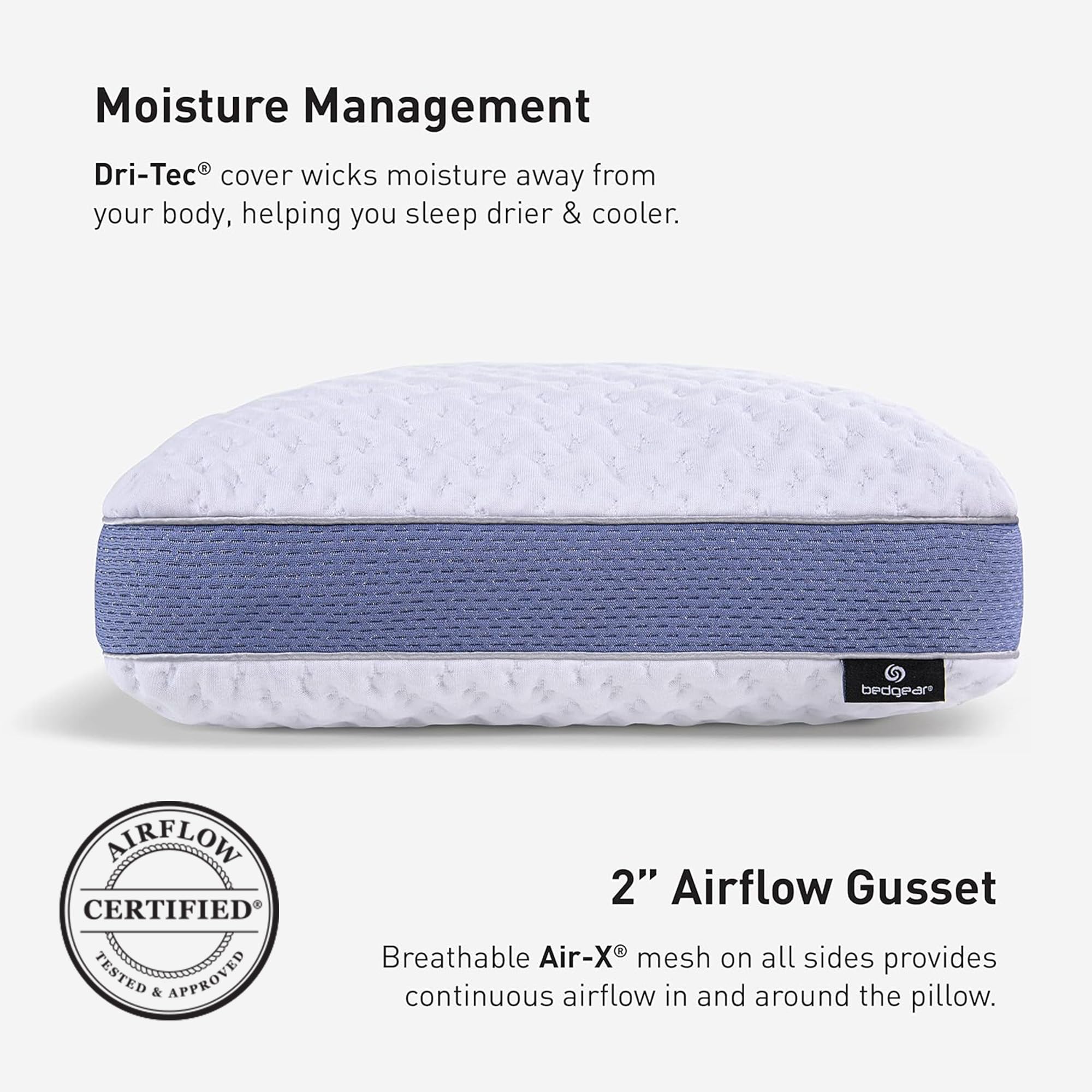 Bedgear Balance 1.0 Performance Pillow, Medium Support Bed Pillow for All Sleep Positions | Boost Blend Fill with Responsive Comfort & Air-X Mesh Ventilation | Washable Hypoallergenic Pillow