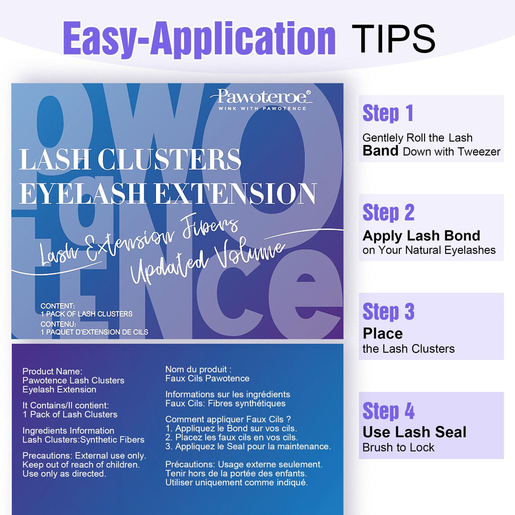 Pawotence Lash Extension Kit DIY 280pcs Individual Lash Clusters Kit 20D&30D Natural 9-15mm Cluster Eyelash Extensions Kit with Lash Bond and Seal, Tweezers for Self Use (20D&30D, 0.07D, 9-15mm, Kit)