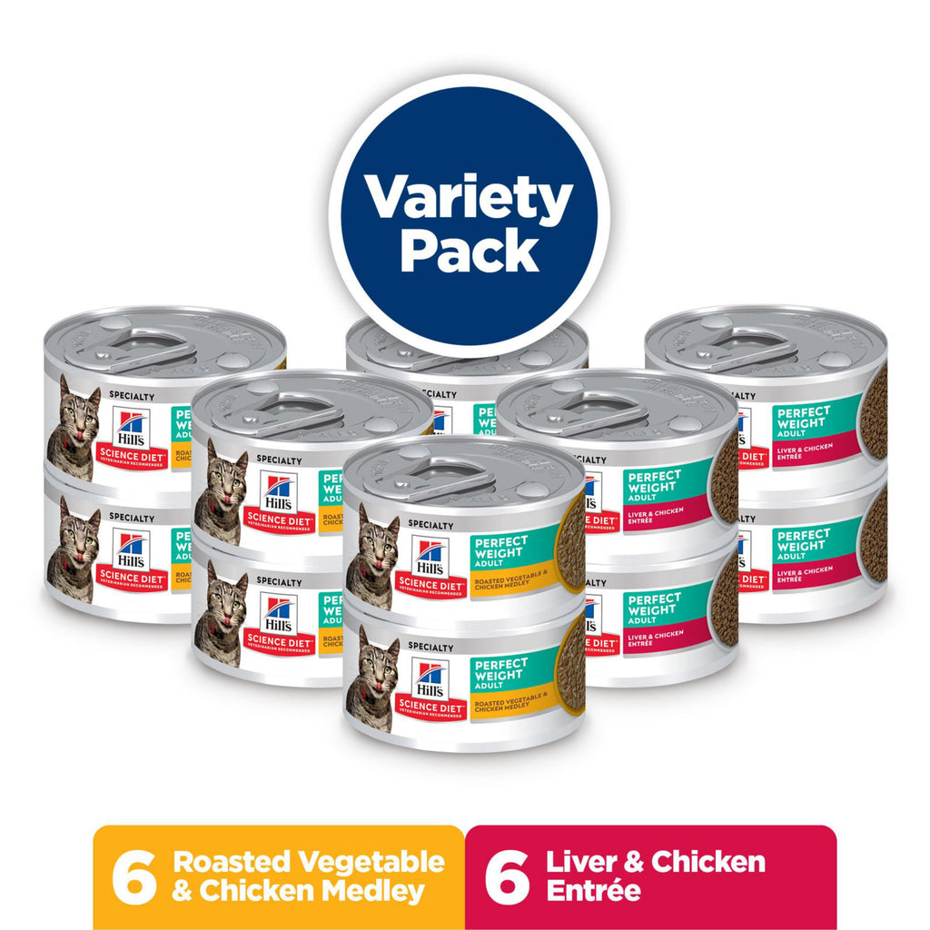 Hill's Science Diet Adult Perfect Weight Wet Cat Food, Roasted Vegetable & Chicken, 2.9 oz. Cans, 24-Pack