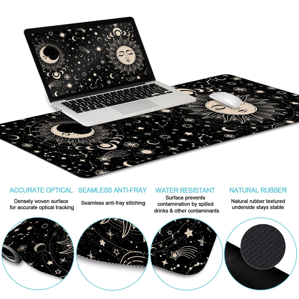 Black Striped Ergonomic Large Desk Mat Set with Wrist Rest