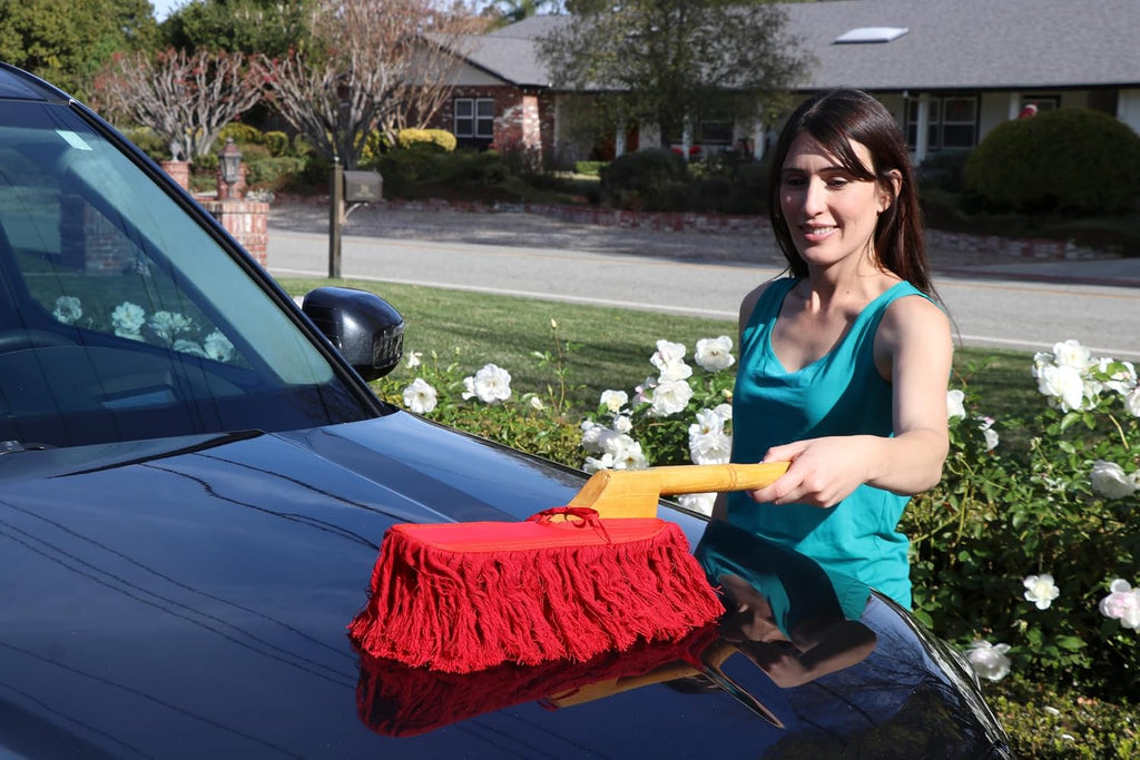 California Car Duster Heritage Edition Wood Handle and Cotton Mop 86242, Red
