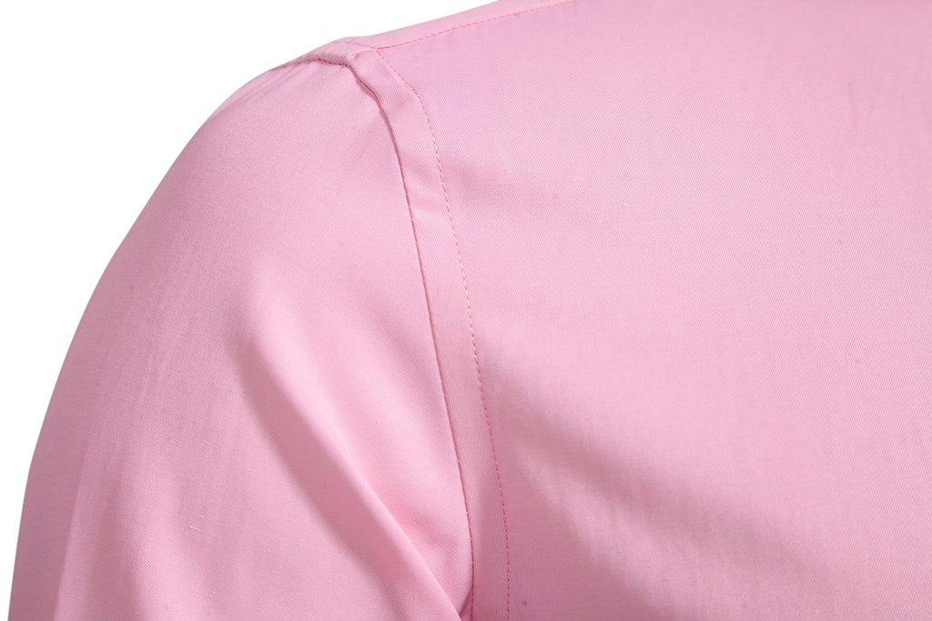 Men’s Banded Collar(Mandarin Collar) Long Sleeve Casual Solid Fancy Dress Shirts