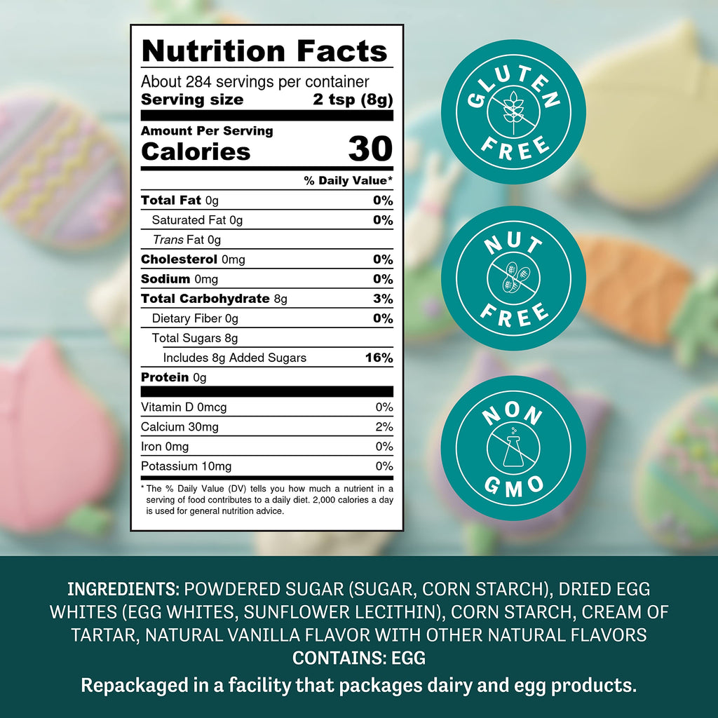 Judee's Gluten Free Royal Icing Mix - Easy Mixing with Meringue Powder - For Sugar Cookie Decorating & Cookie Icing - Gluten Free Meringue Powder & Nut Free Baking Mix - 8 Oz