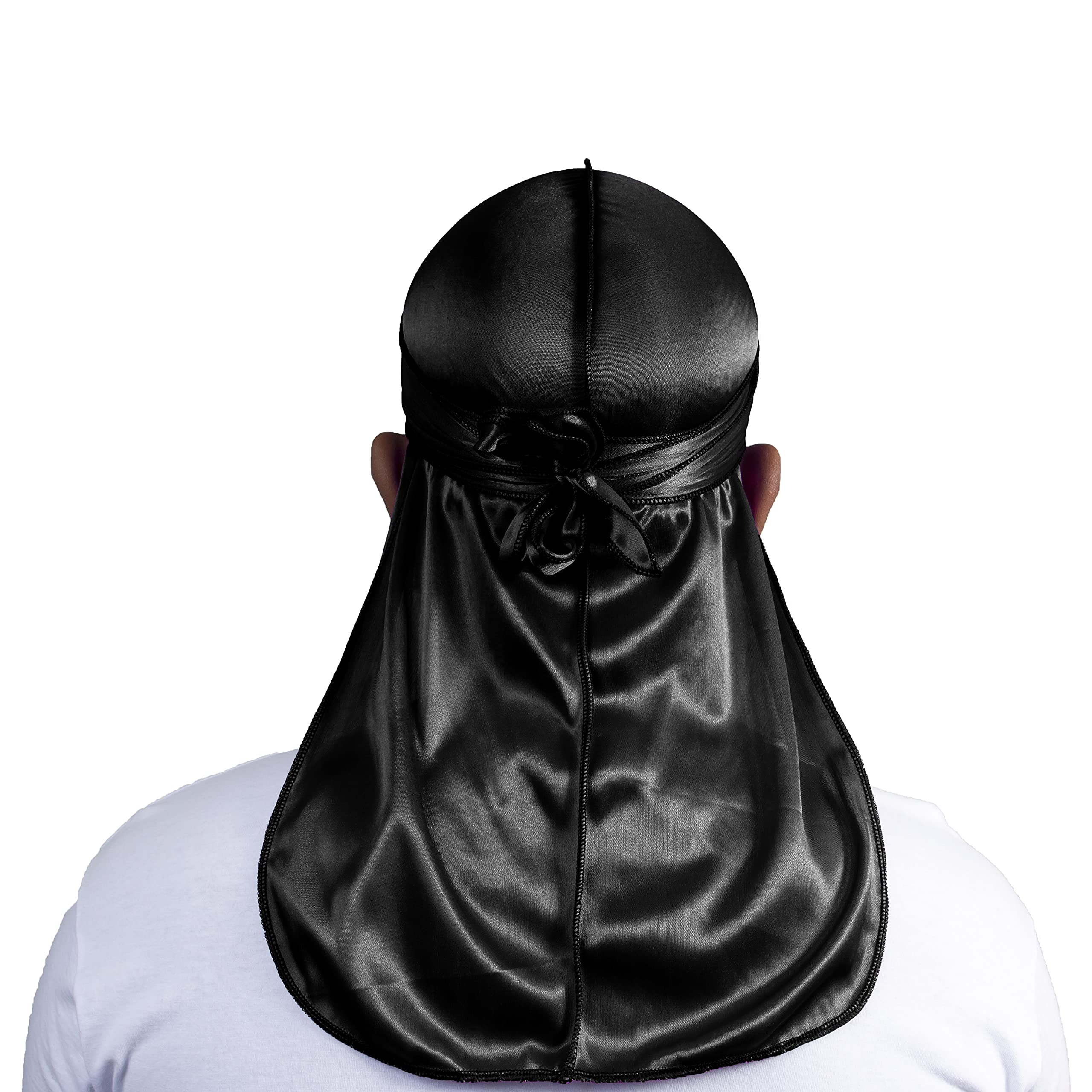 4PCS Silky Durags for Men Women 360 Waves with 1 Wave Cap, Silky Satin Durag Extra Long Tails