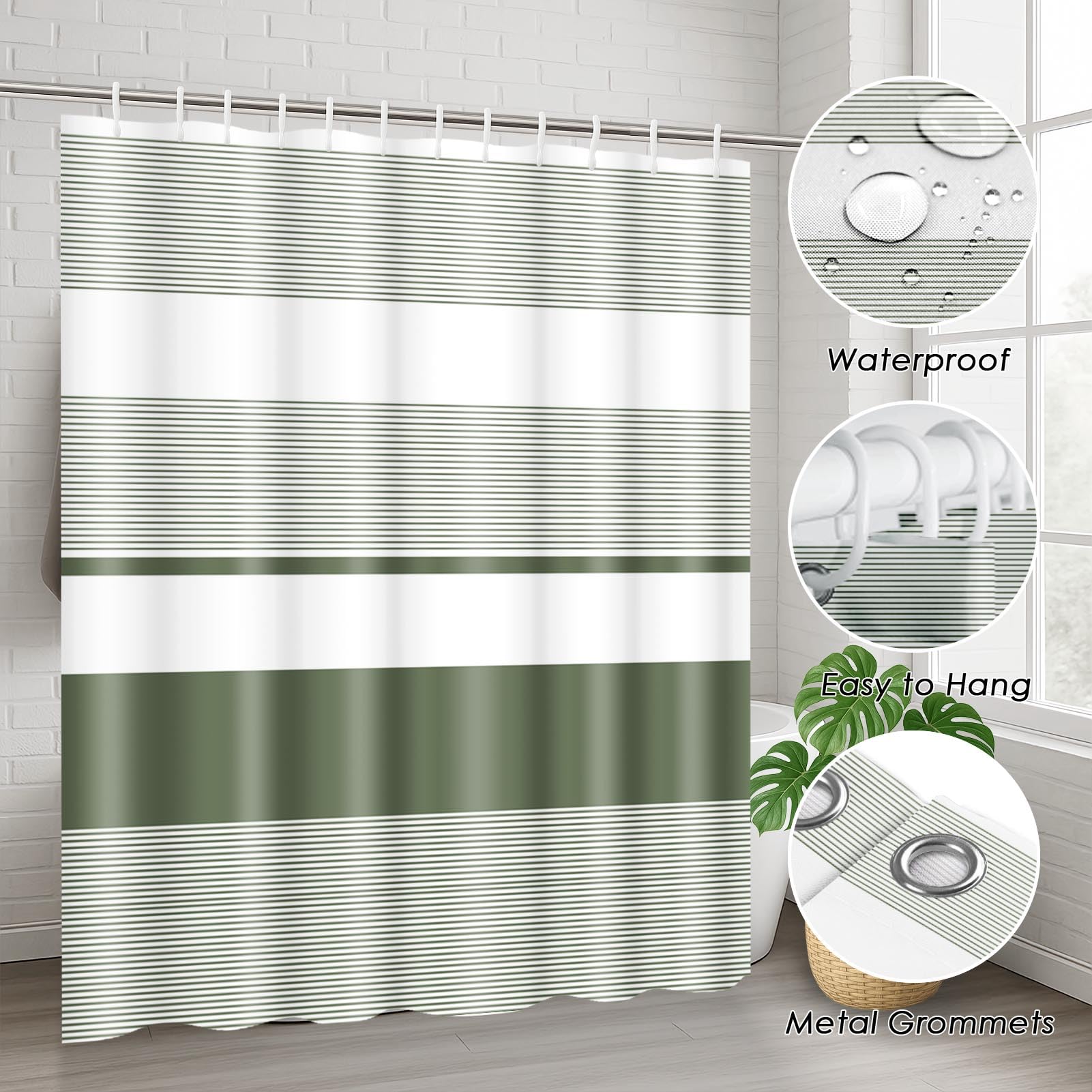 Beige Geometric Shower Curtain Set with Toilet Lid Cover and Non-Slip Rugs for Bathroom, Black Grey White Checkered 4 Pcs Shower Curtain, Modern Abstract Bathroom Set with 12 Hooks