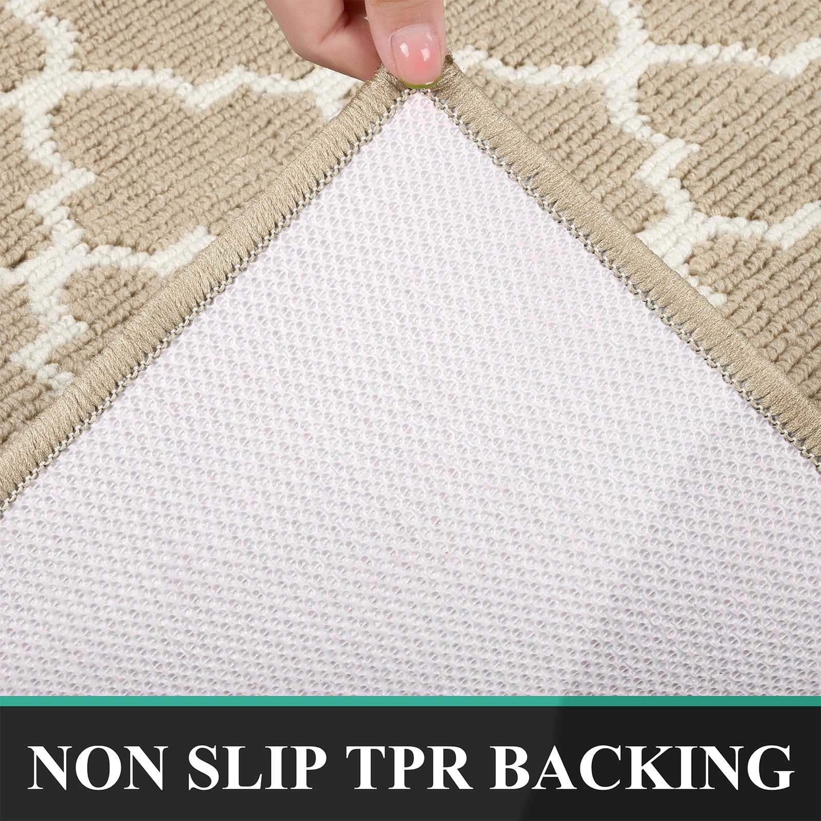 Pauwer Door Mat Indoor Entrance 20"x60" Absorbent Dirt Trapper Welcome Mats for Front Door Washable Entryway Rugs Ultra Thin Doormat Non Slip Runner Rugs for Hallway Kitchen Laundry Room, Beige