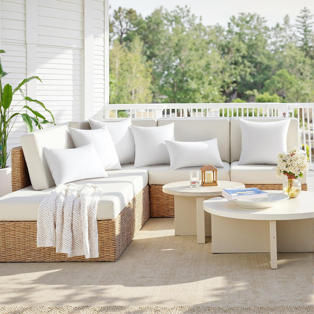 MIULEE 12x20 Outdoor Pillows,Set of 4 Throw Pillows Waterproof,Soft Support Throw Inserts Decorative Water Resistant for Patio Furniture and Garden