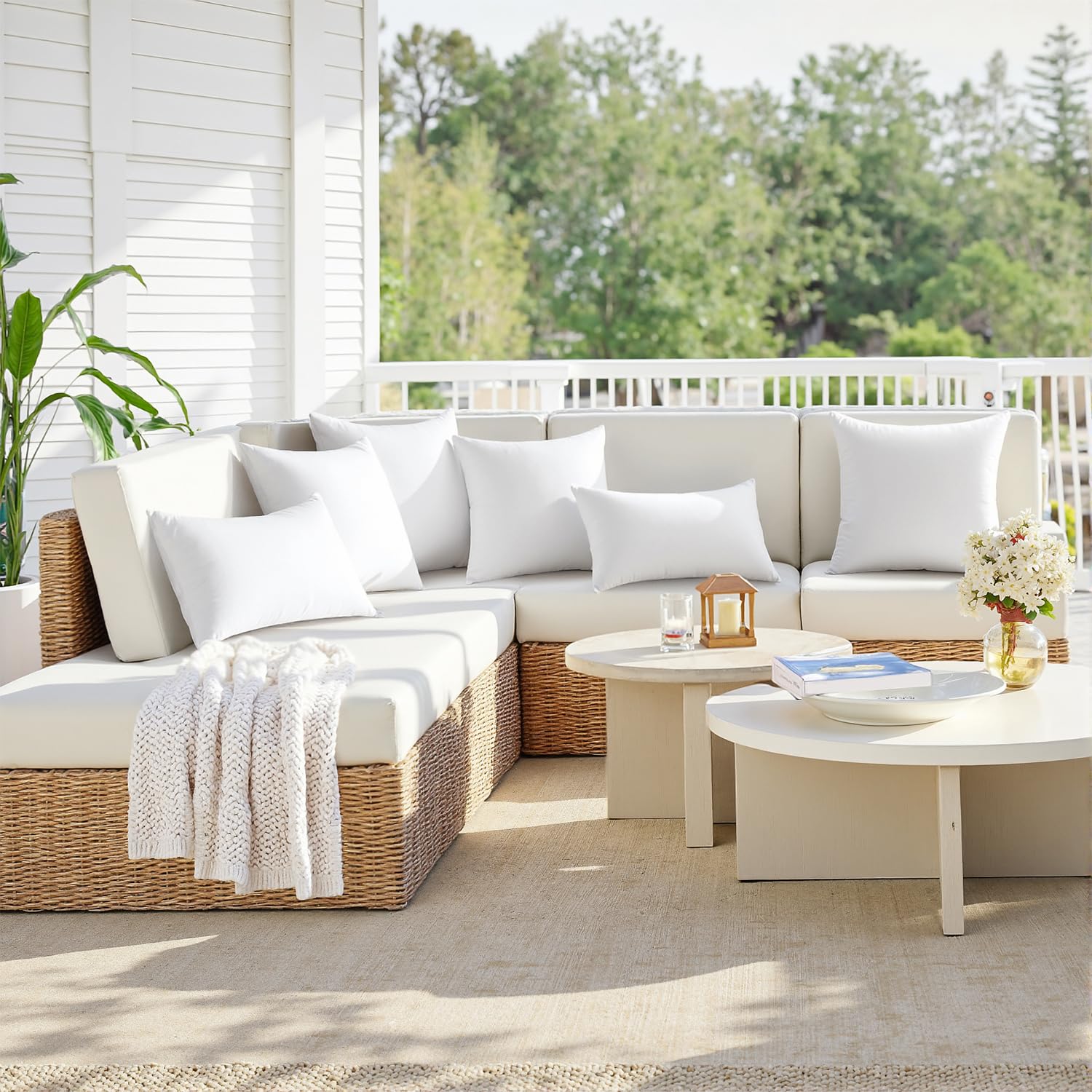 MIULEE 12x20 Outdoor Pillows,Set of 4 Throw Pillows Waterproof,Soft Support Throw Inserts Decorative Water Resistant for Patio Furniture and Garden