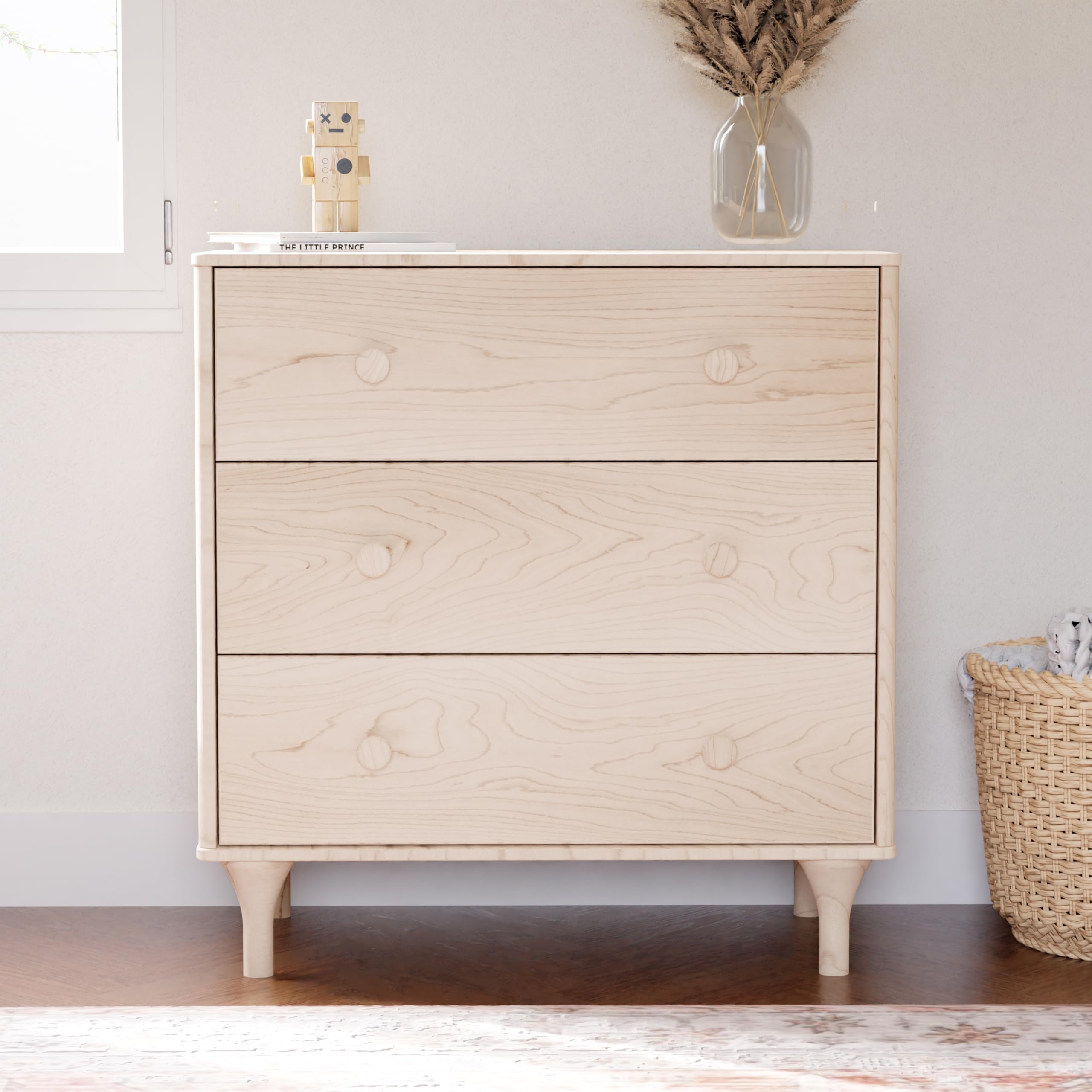 Babyletto Lolly 3-Drawer Changer Dresser with Removable Changing Tray in Natural Walnut, Greenguard Gold Certified