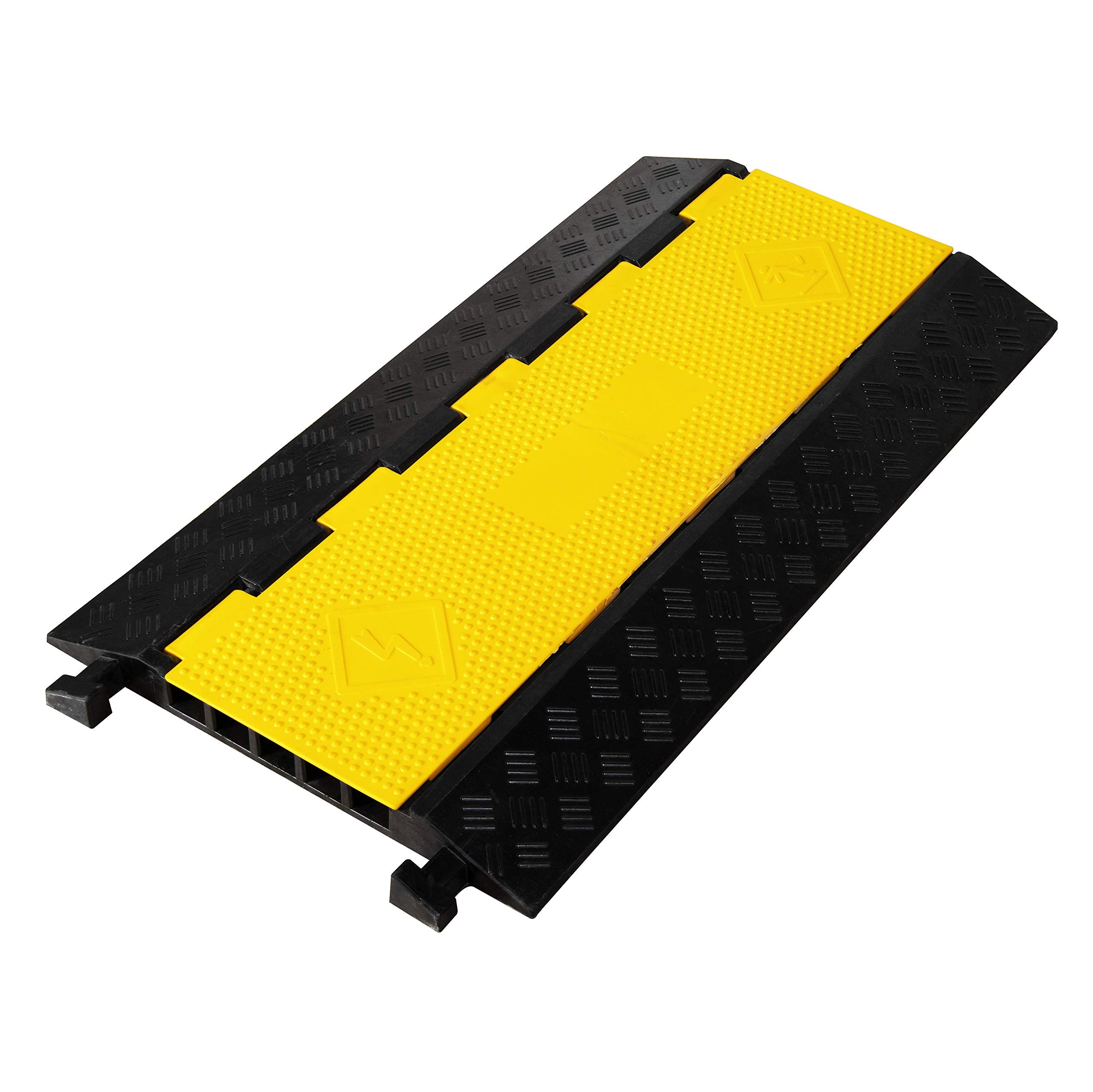 4 Pack Rubber Cable Ramp Hose Cable Protector Ramp 1 Channel 11000Lbs Load Capacity Traffic Speed Bump Wires Power Lines Extension Cord Cover for Indoor Outdoor