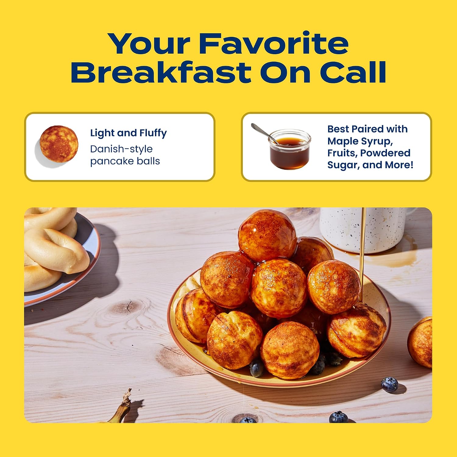 Feel Good Foods Gluten Free Buttermilk Pancake Balls | Frozen Breakfast Snacks | 12.7 oz
