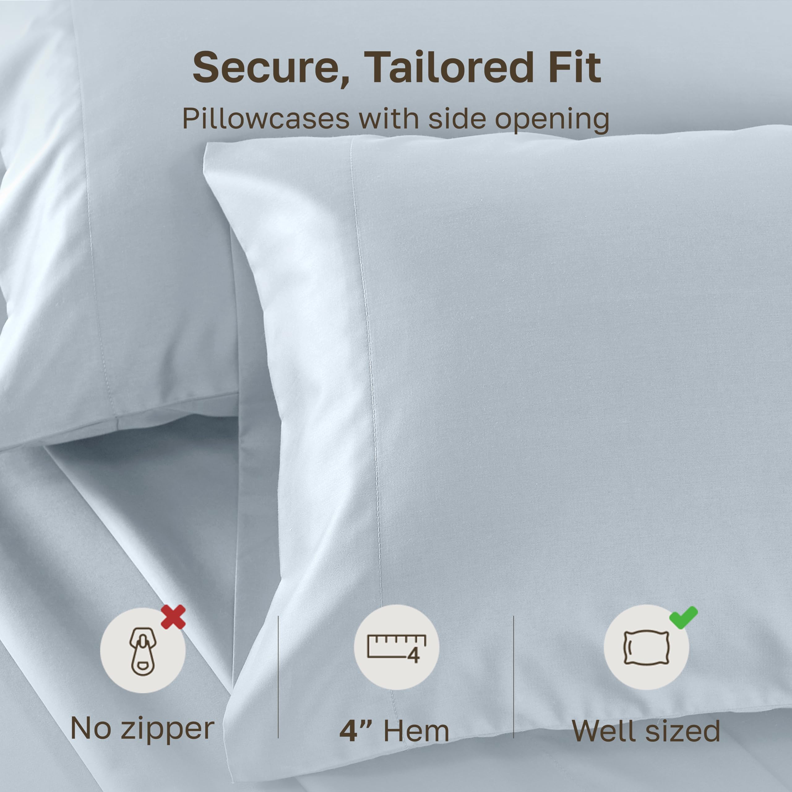 CALIFORNIA DESIGN DEN Soft & Silky 500 Thread Count 100% Cotton is Cool & Smooth, White Pillowcases Queen Size Fits Standard & Queen Pillows (Pure White)