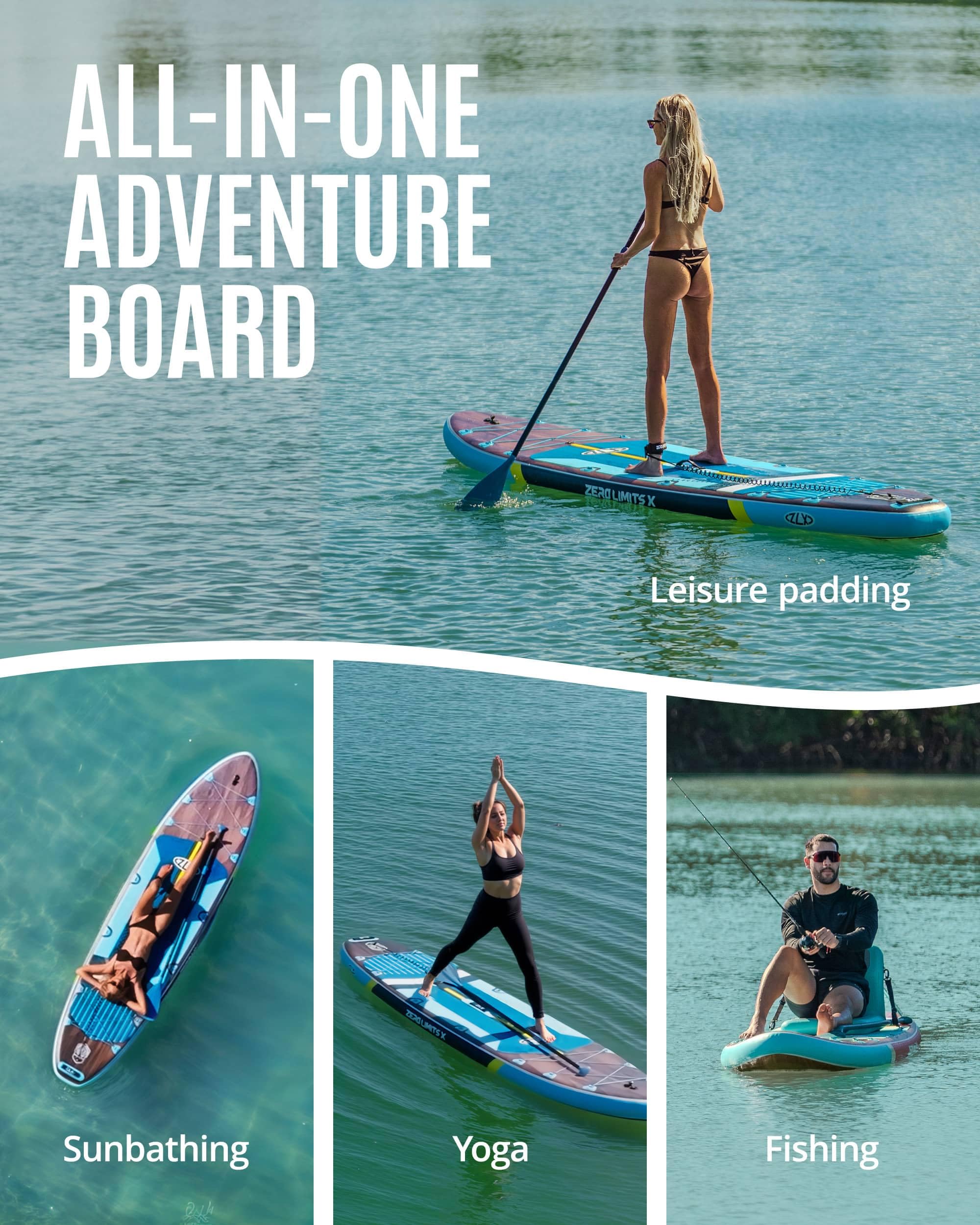ZLX 11'6"x35" Ultra Wide Inflatable Stand Up Paddle Board | Stable Non-Slip Deck Pad, Unique Fin System, Premium SUP Accessories & Backpack - Upgraded Pump for Adults, All Skill Levels