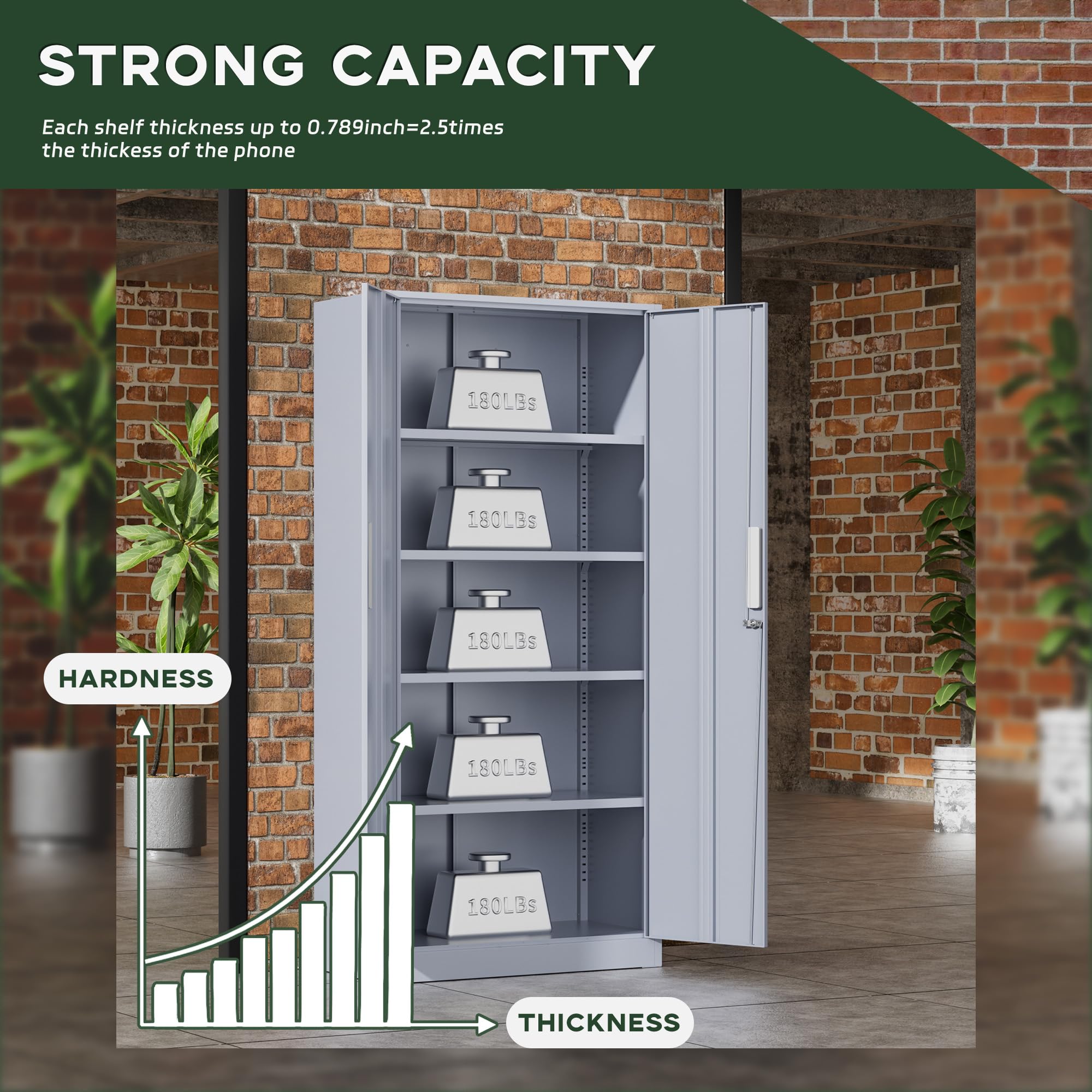 Greenvelly Metal Storage Cabinet, 36" Locking Storage Cabinet with Doors and Shelves, Lockable Storage Cabinets for Home Office, Utility Locker Cabinet, Steel Garage Cabinet with 2 Keys, Black