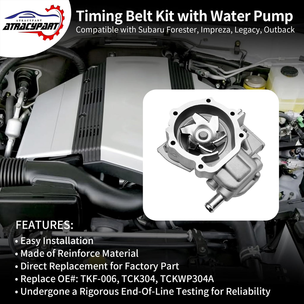 Engine Timing Belt Kit with Water Pump | Compatible With 1987-2001 Toyota Camry Celica RAV4 MR2 Solara 2.0L 2.2L 3SFE 5SFE L4 DOHC 16V | Replaces# TBK138, TCKWP199