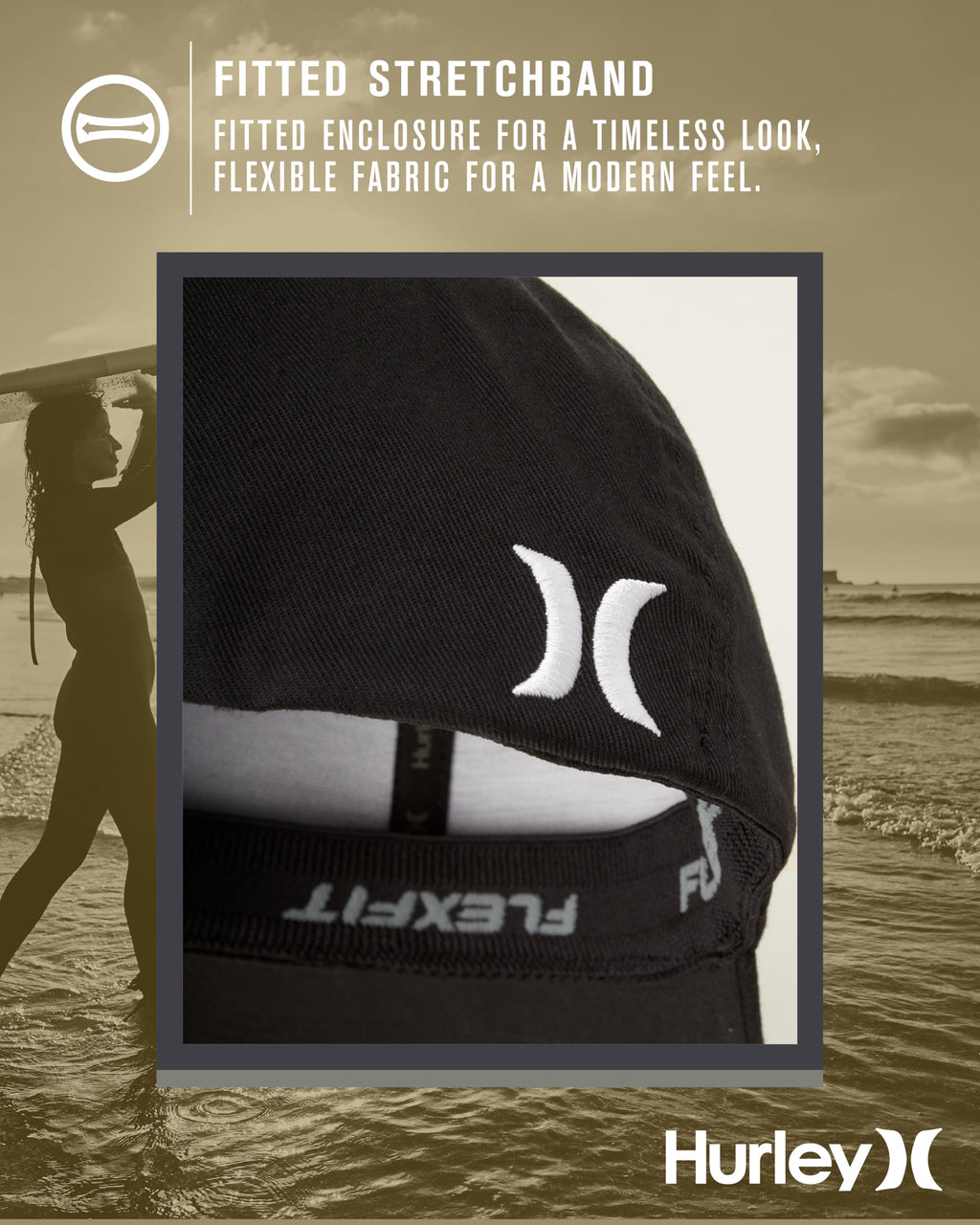 Hurley mens One & Only Corp Flexfit Perma Curve Bill Baseball Hat