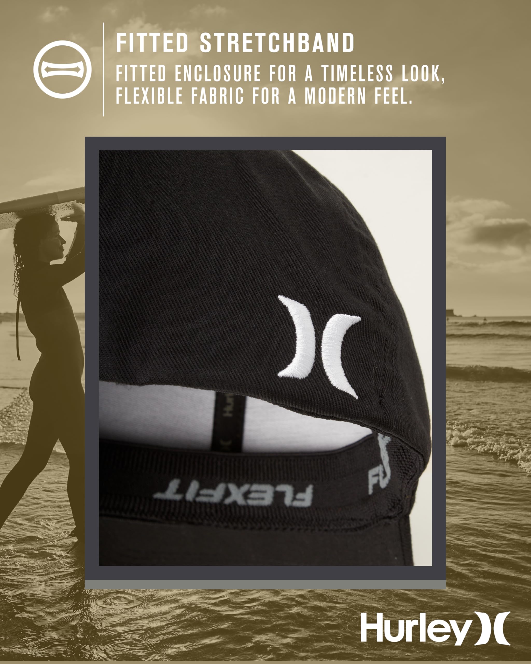 Hurley mens One & Only Corp Flexfit Perma Curve Bill Baseball Hat