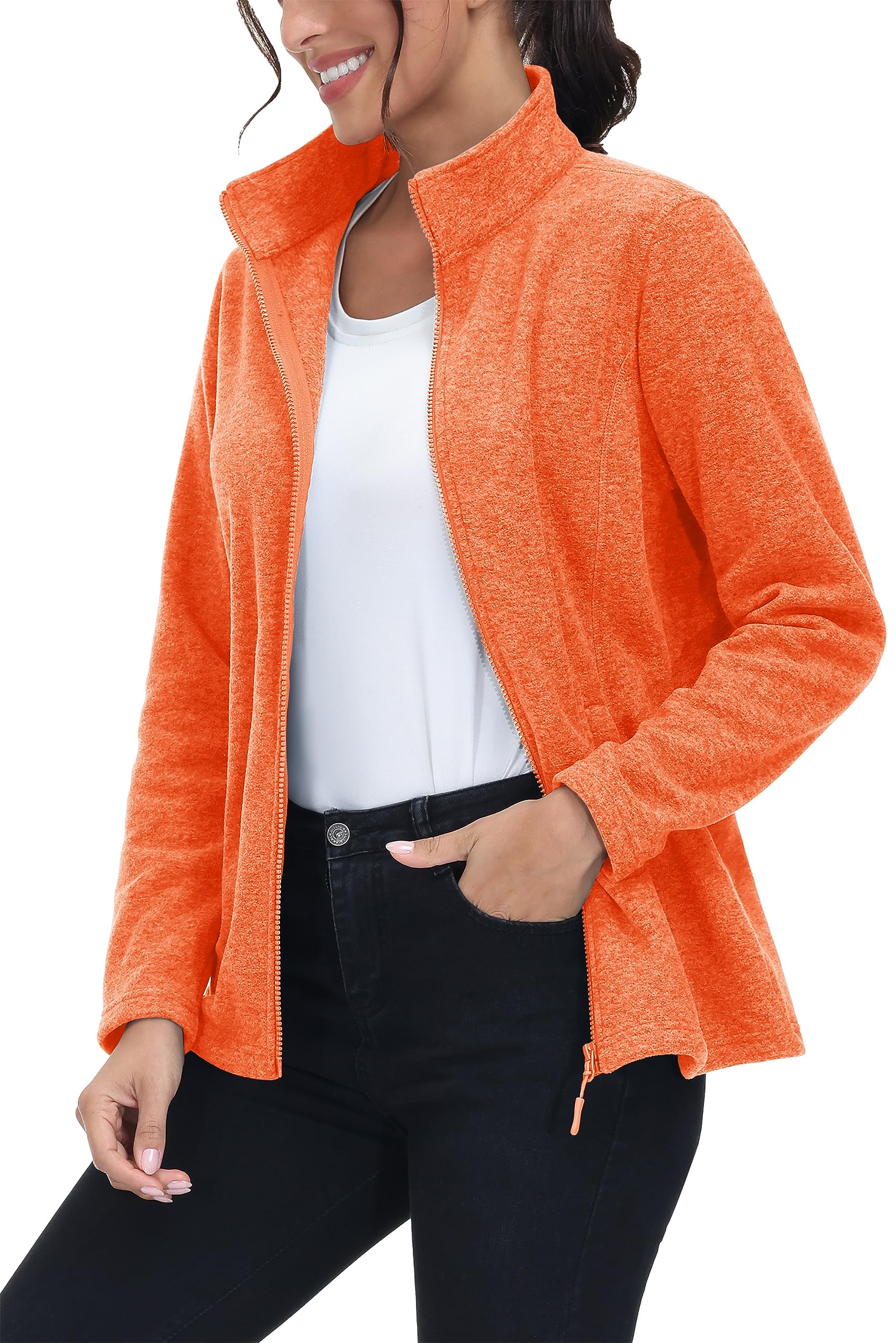 MAGCOMSEN Fleece Jacket Women Zip UP Lightweight Soft Polar Warm Winter Jackets for Women with Pockets Outdoor Hiking