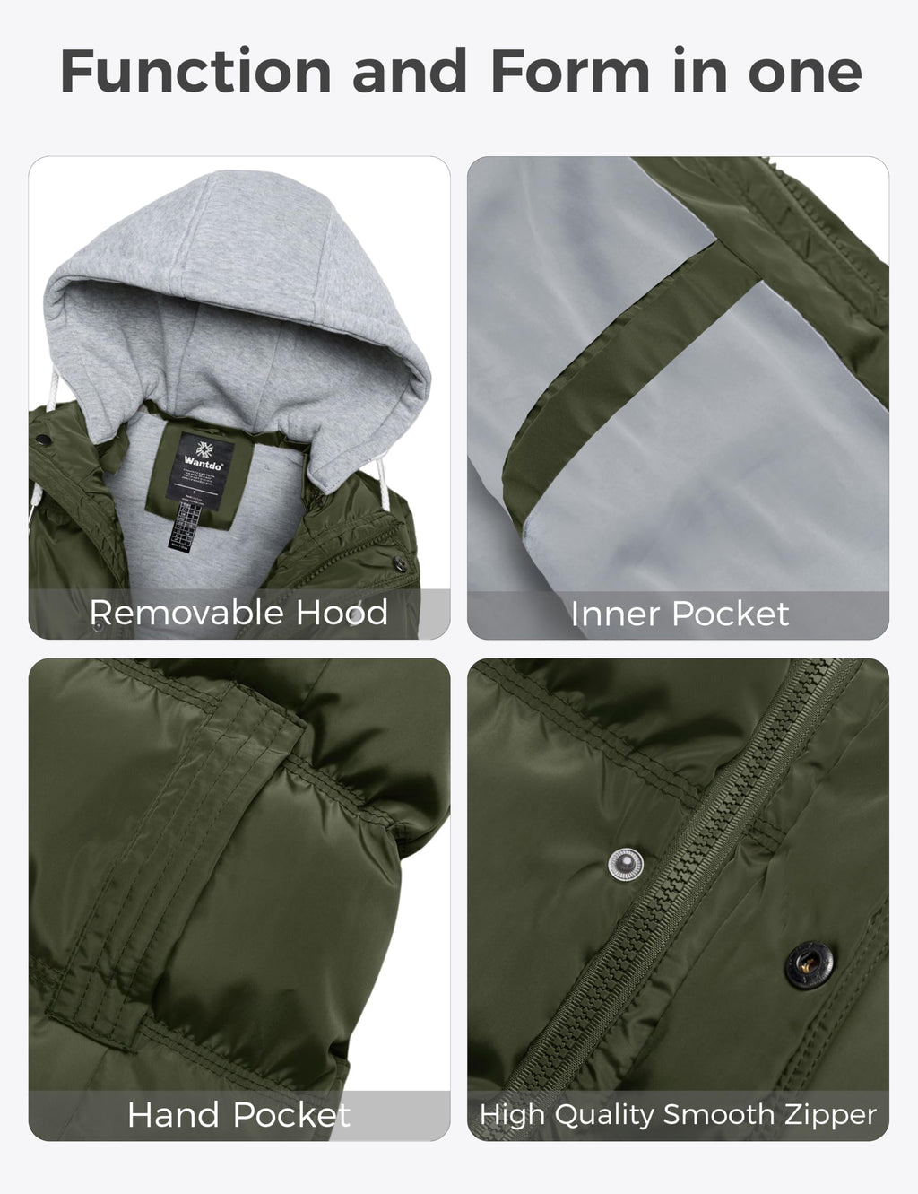 Wantdo Women's Quilted Puffer Vest Thicken Warm Winter Coat with Removable Hood