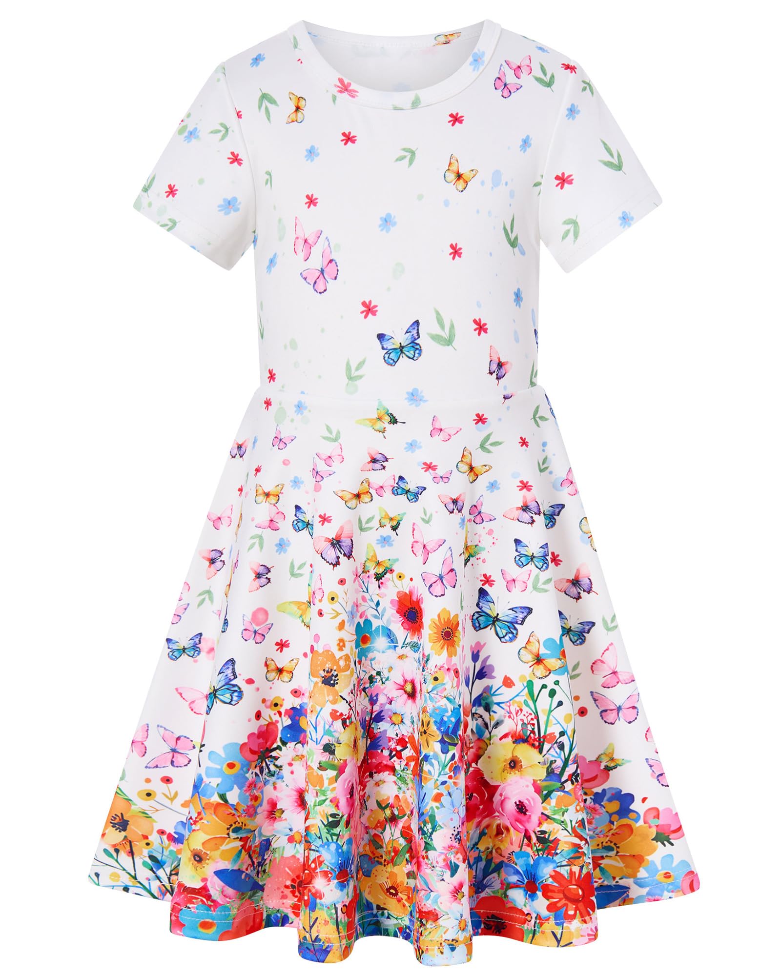 ALISISTER Little Girls Dress Short Sleeve Toddler Summer Sundress 2-9T
