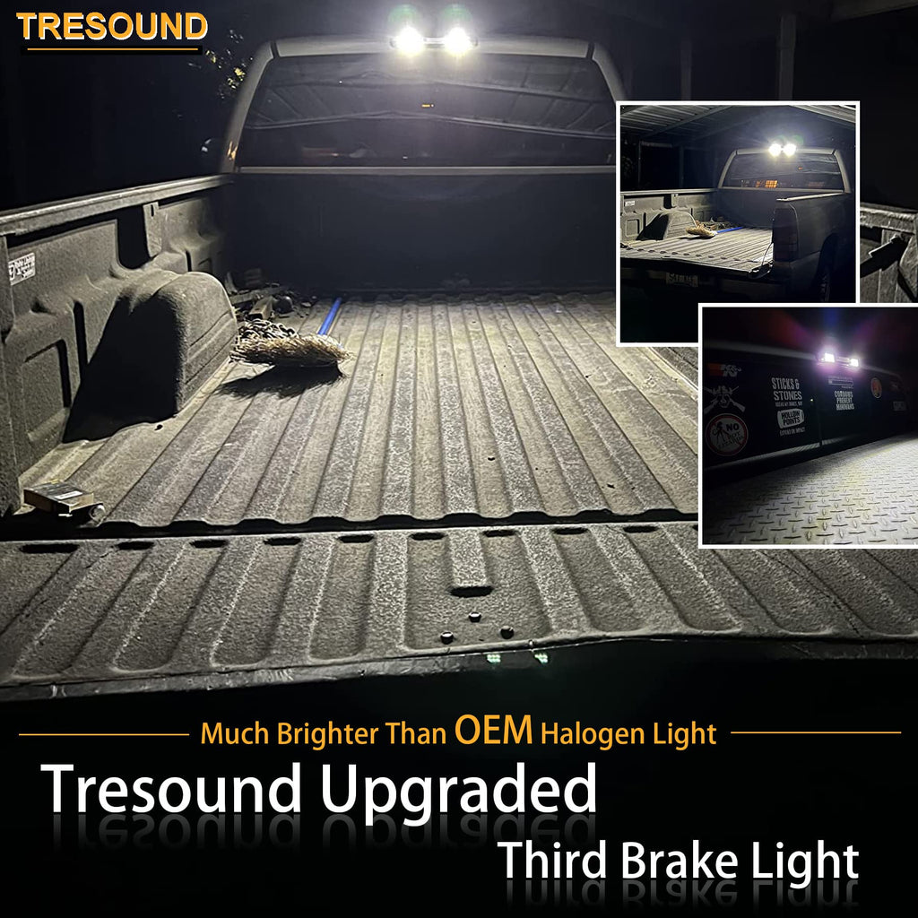 Tresound For 1994-2001 Dodge Ram 1500/2500/ 3500 Third 3rd LED Brake Light Cargo Lamp High Mount Brake Light Replacement (Black+ Smoke Lens)