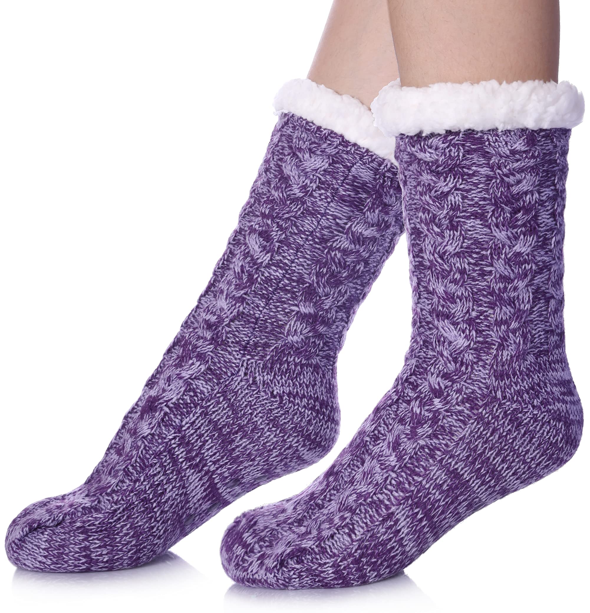 SDBING Women's Winter Super Soft Warm Cozy Fleece Lined Fuzzy Slipper Socks with Grippers