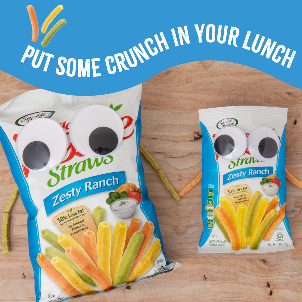 Sensible Portions Garden Veggie Snacks - Veggie Straws, Snack Size Variety Pack, Sea Salt & Zesty Ranch, 1 Oz (Pack of 24)