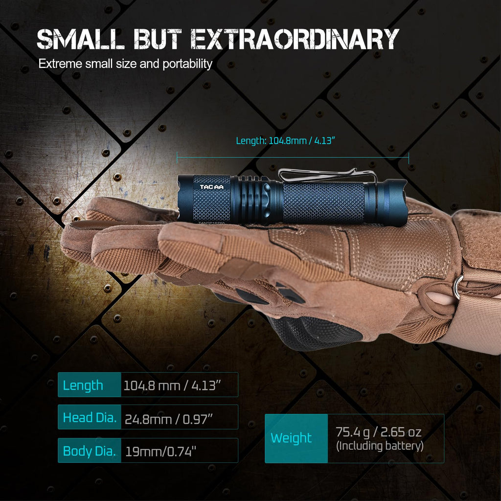 ACEBEAM TAC AA 2.0 Longest-Range AA Flashlight 360 Meters, 900 High Lumens Tactical EDC Flashlight Rechargeable, 6 Modes Pocket LED Flashlight, Super Bright Small Mini Flashlight, Red Color