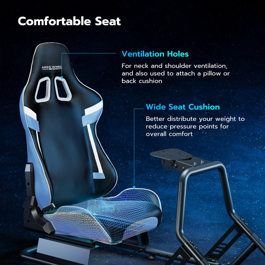 ARES WING Sim Racing Cockpit, Racing Wheel Stand with Seat, Formula and GT Racing Simulator Cockpit Compatible with Fanatec, Thrustmaster, Logitech, Moza Racing Games on PS5, PS4, Xbox and PC
