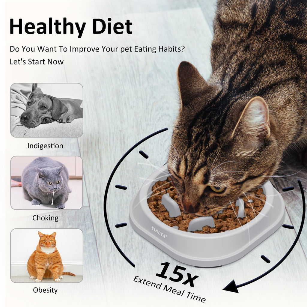 YINEYA 2PCS Anti-Choking Slow Feeder Dog Bowls Small Size Dog, Slow Feeder Cat Bowl, Supplies and Puzzle for Pet