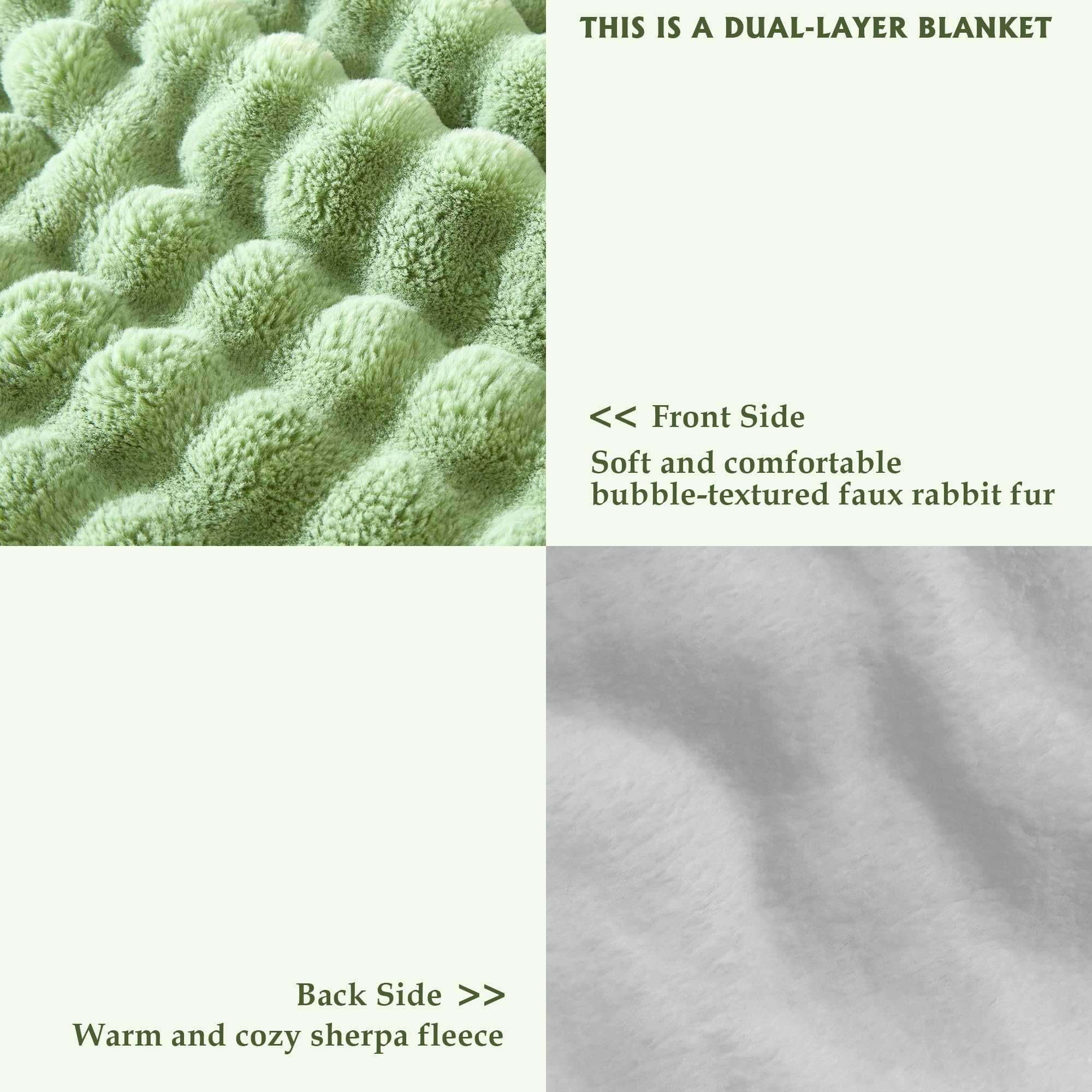 50x60 Inches Ultra-Soft Fuzzy Faux Fur Plush Throw Blanket - Thick, Warm Sherpa for Couch, Sofa, Bedroom, Camping - Decorative Blanket for Cozy Warmth, Bubble Grey