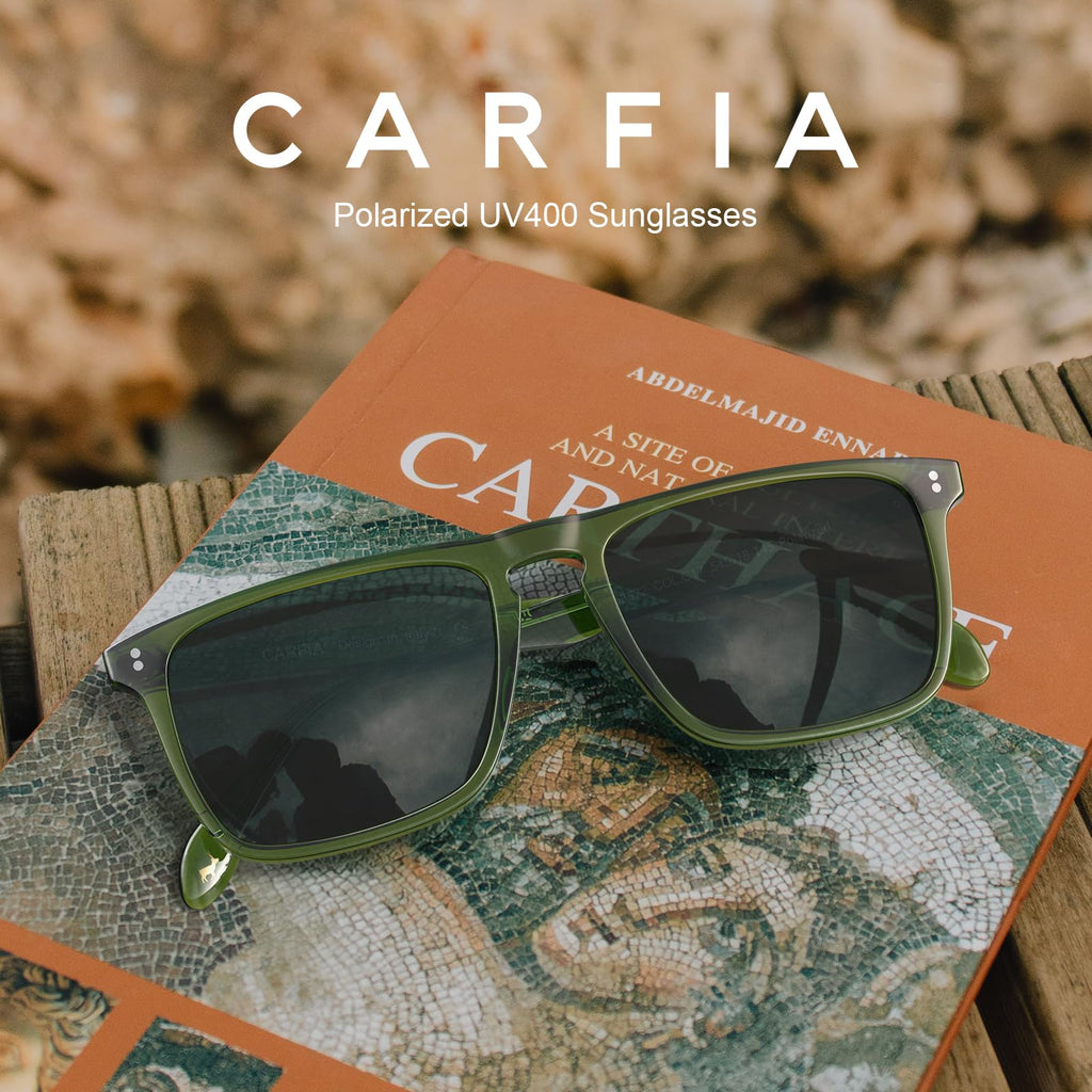 CARFIA Retro Polarized Sunglasses for Men UV Protection Hand-crafted Acetate Frame Fashion Cool Sun Glasses CA53572