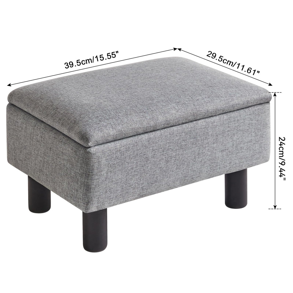 IBUYKE 16.54" Small Footstool, PU Faux Leather Step Stool, with Padded Seat Pine Wood Legs and Padded Rectangular Stool, for Bedroom, Black RF-BD210