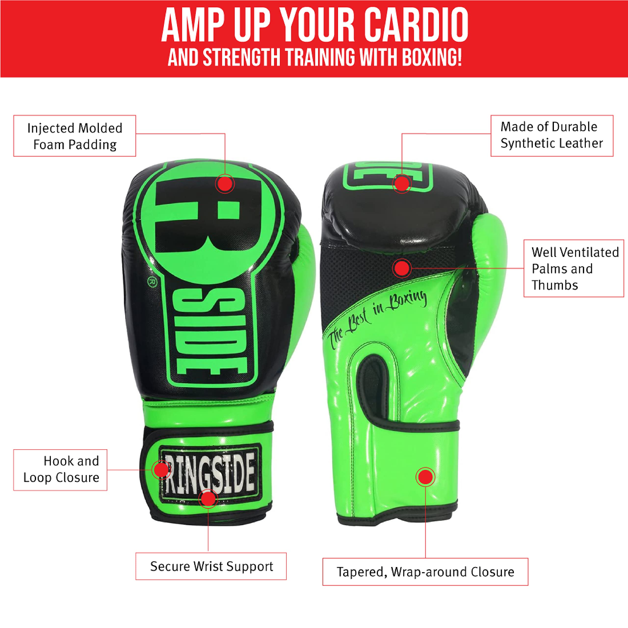 Ringside Apex Bag Gloves, IMF-Tech Boxing Gloves with Secure Wrist Support, Synthetic Boxing Gloves for Men and Women
