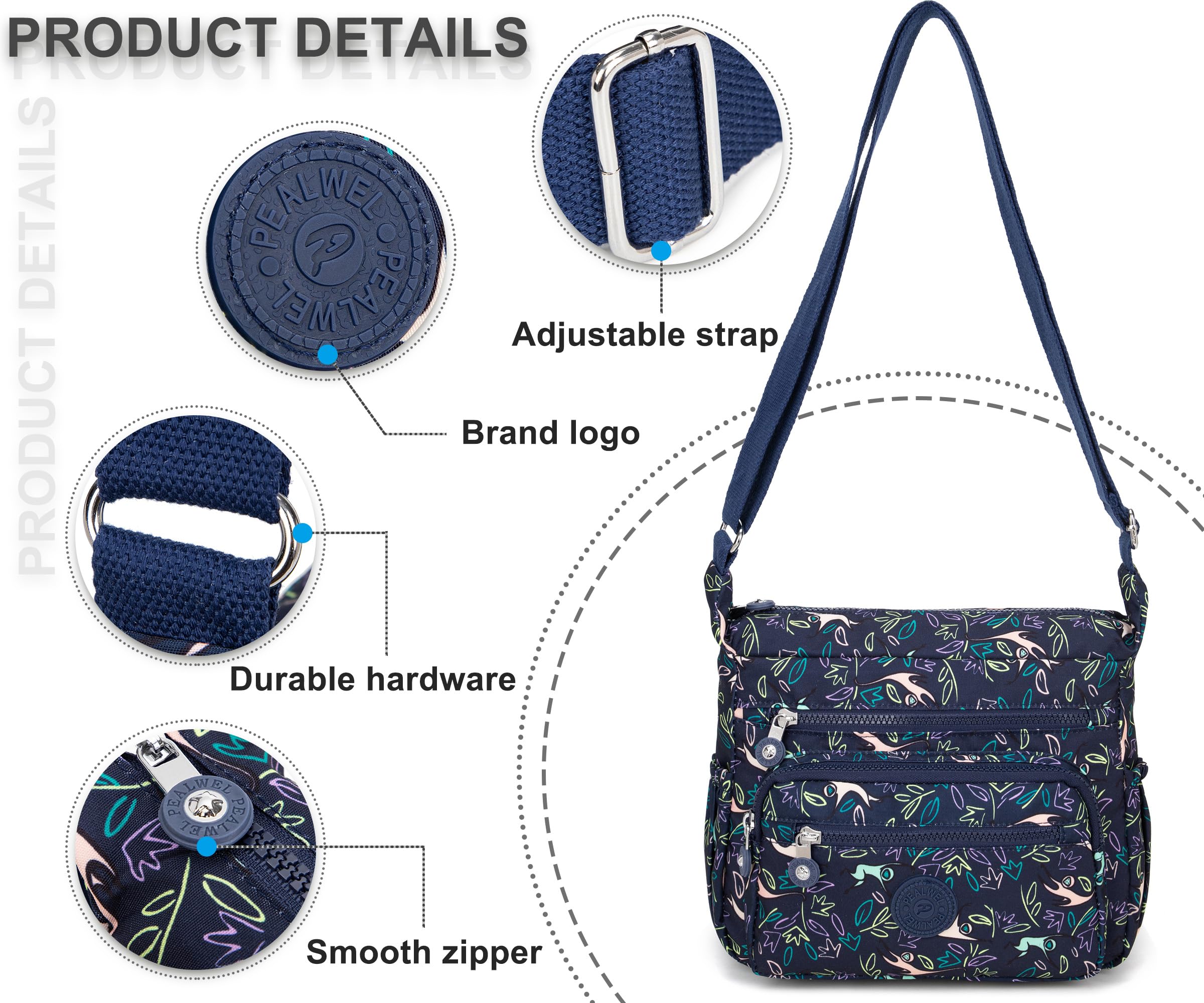 Pealwel Women Shoulder Handbag Roomy Multiple Pockets Bag Ladies Crossbody Purse Tote Top Handle Satchel