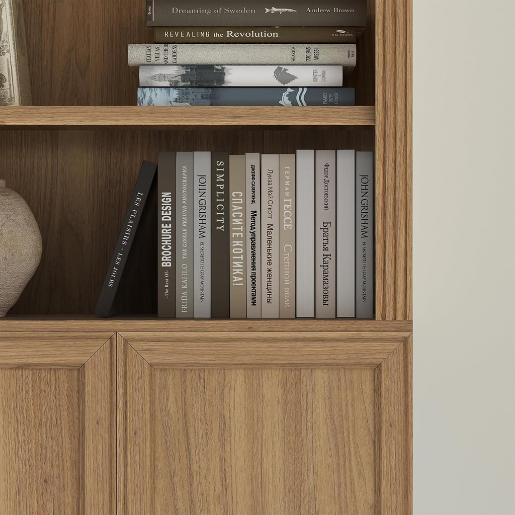 JAHRSTIM Halston Bookshelf, 5-Tier Tall Deep Storage Shelf, Adjustable Open Shelving Unit Closet Organizer and Storage for Living Room Home Office Bedroom, Modular Deep Bookcase Bookshelves