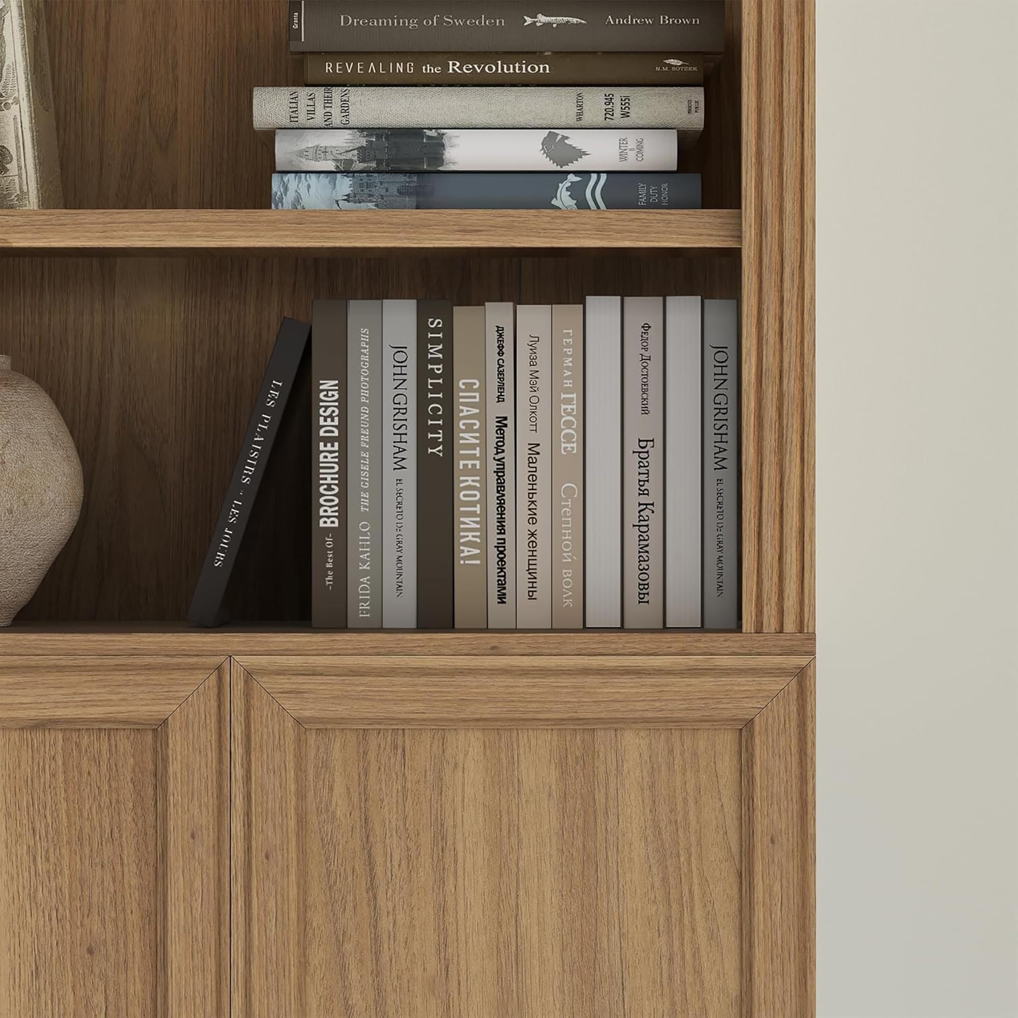 JAHRSTIM Halston Bookshelf, 5-Tier Tall Deep Storage Shelf, Adjustable Open Shelving Unit Closet Organizer and Storage for Living Room Home Office Bedroom, Modular Deep Bookcase Bookshelves
