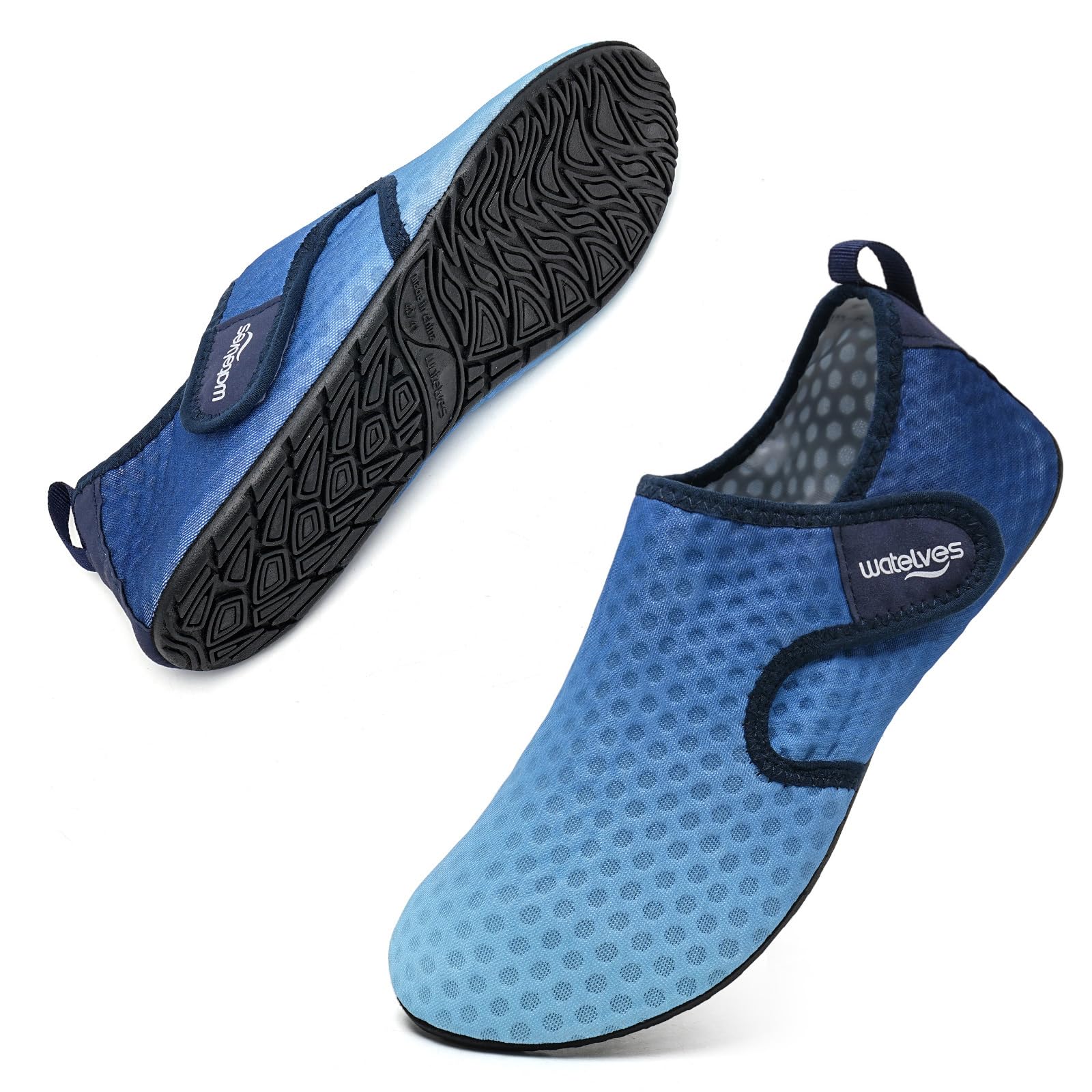 WateLves Water Shoes for Women Men Swim Beach Aqua Socks Quick Dry Barefoot House Slippers Travel Shoes with Adjustable Magic Tape for Pool Diving Boating Yoga Surf