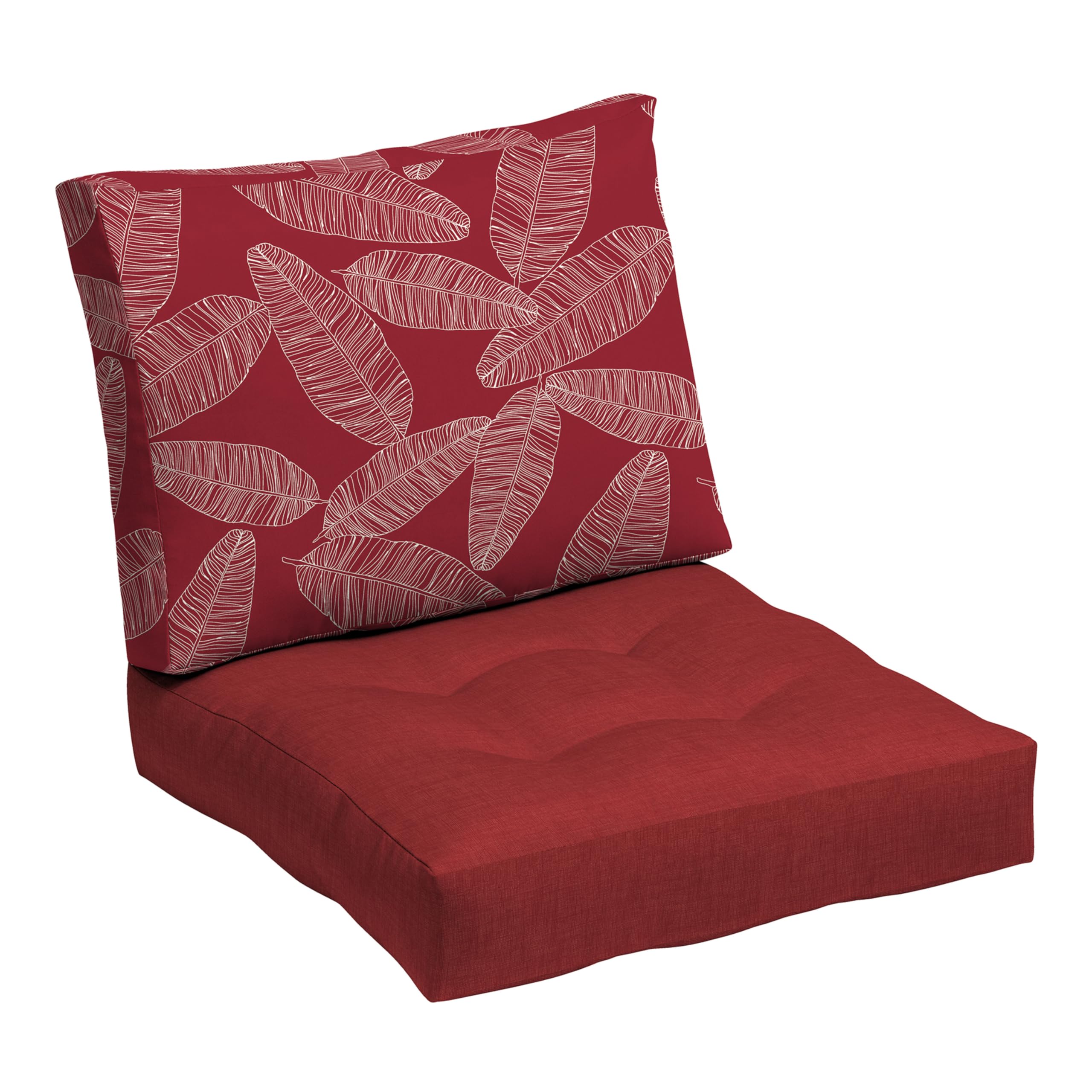 Arden Outdoor Plush Modern Tufted Blowfill Deep Seat Set, 24 x 24, Water Repellent, Fade Resistant, Deep Seat Bottom and Back Cushion for Chair and Sofa, Alana Tile