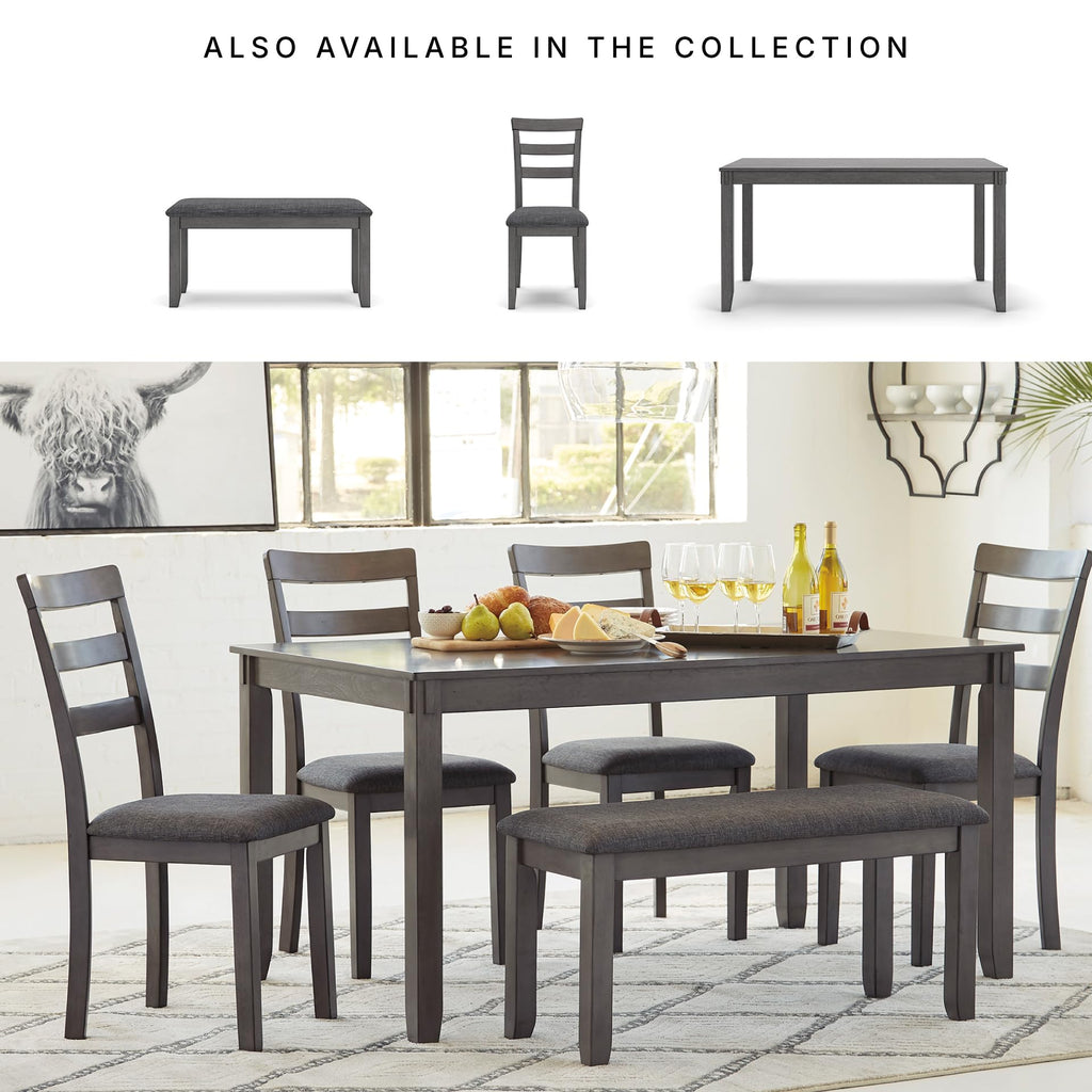 Signature Design by Ashley Bennox 6 Piece Dining Set with Upholstered Bench, Table & 4 Upholstered Chairs, Seats 6, Wood, Brown