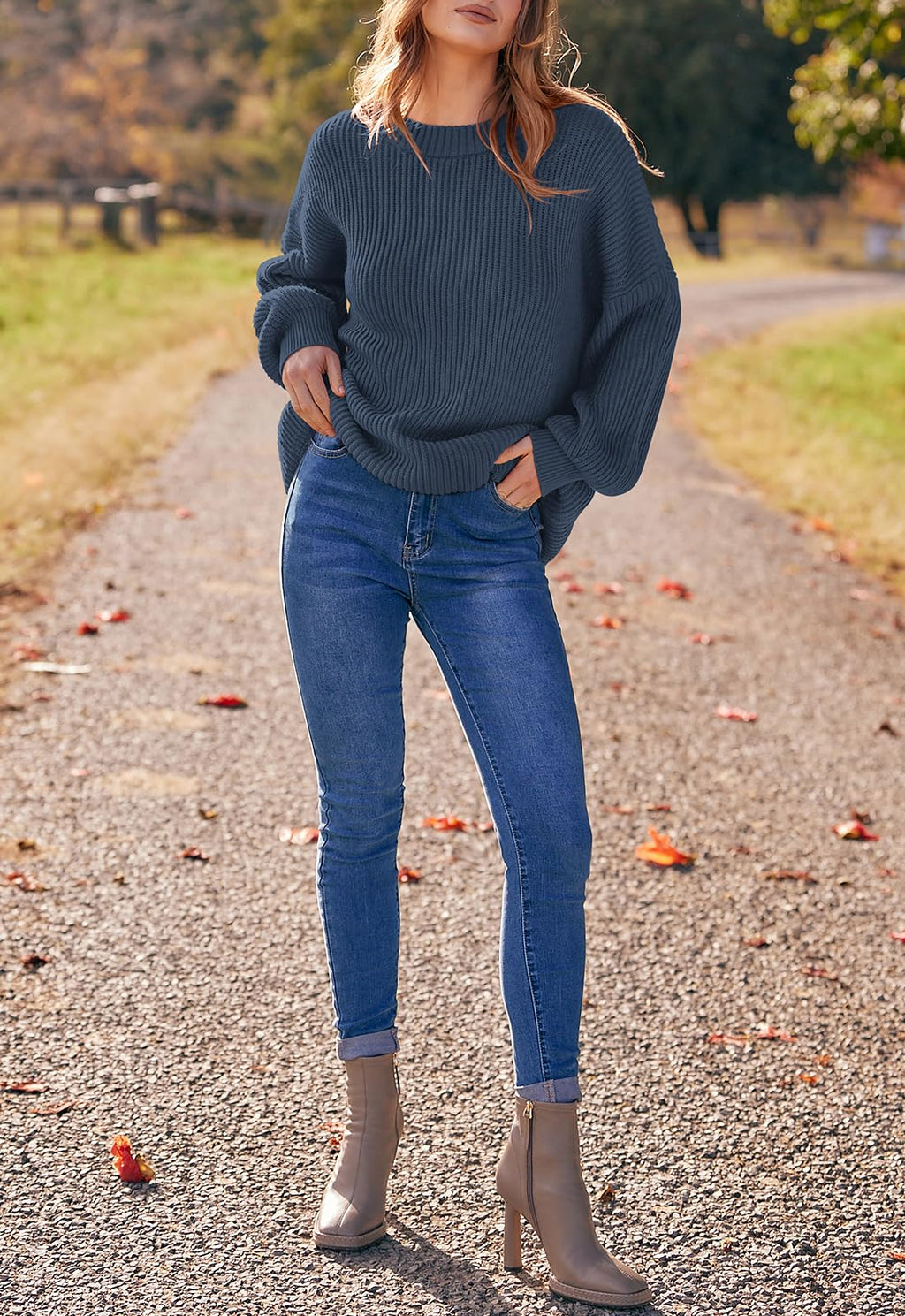 PRETTYGARDEN Womens Sweaters Spring 2026 Oversized Chunky Knitted Pullover Sweater Casual Long Sleeve Crewneck Cute Sweaters
