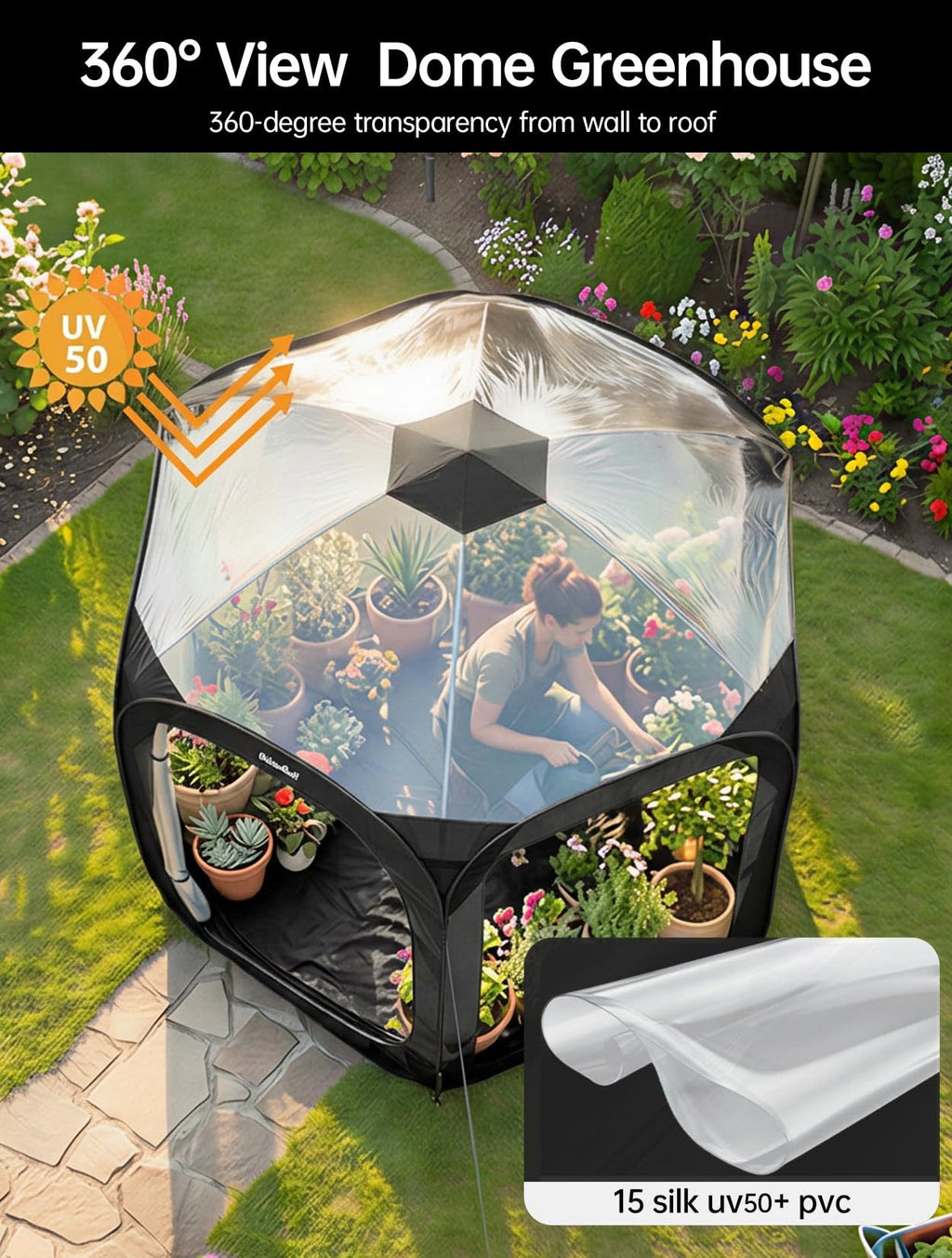 Porayhut Pop Up Greenhouse Tent,Portable X-Large Walk-in Flower House ,Indoor Outdoor Gardening Plant Sunshine Room with PE Mesh Cloth Cover for Protecting Plant from Cold Frost & Birds
