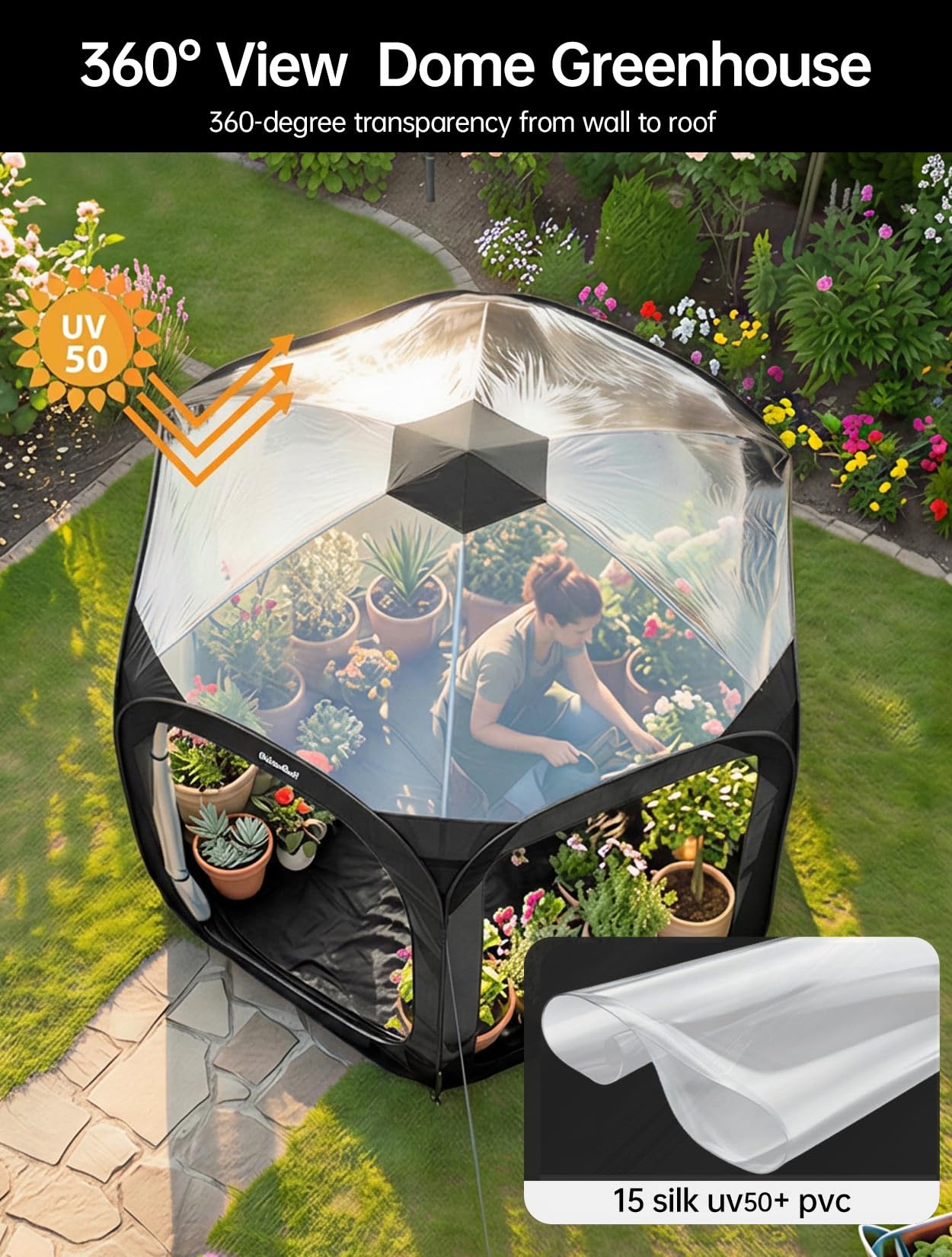 Porayhut Pop Up Greenhouse Tent,Portable X-Large Walk-in Flower House ,Indoor Outdoor Gardening Plant Sunshine Room with PE Mesh Cloth Cover for Protecting Plant from Cold Frost & Birds