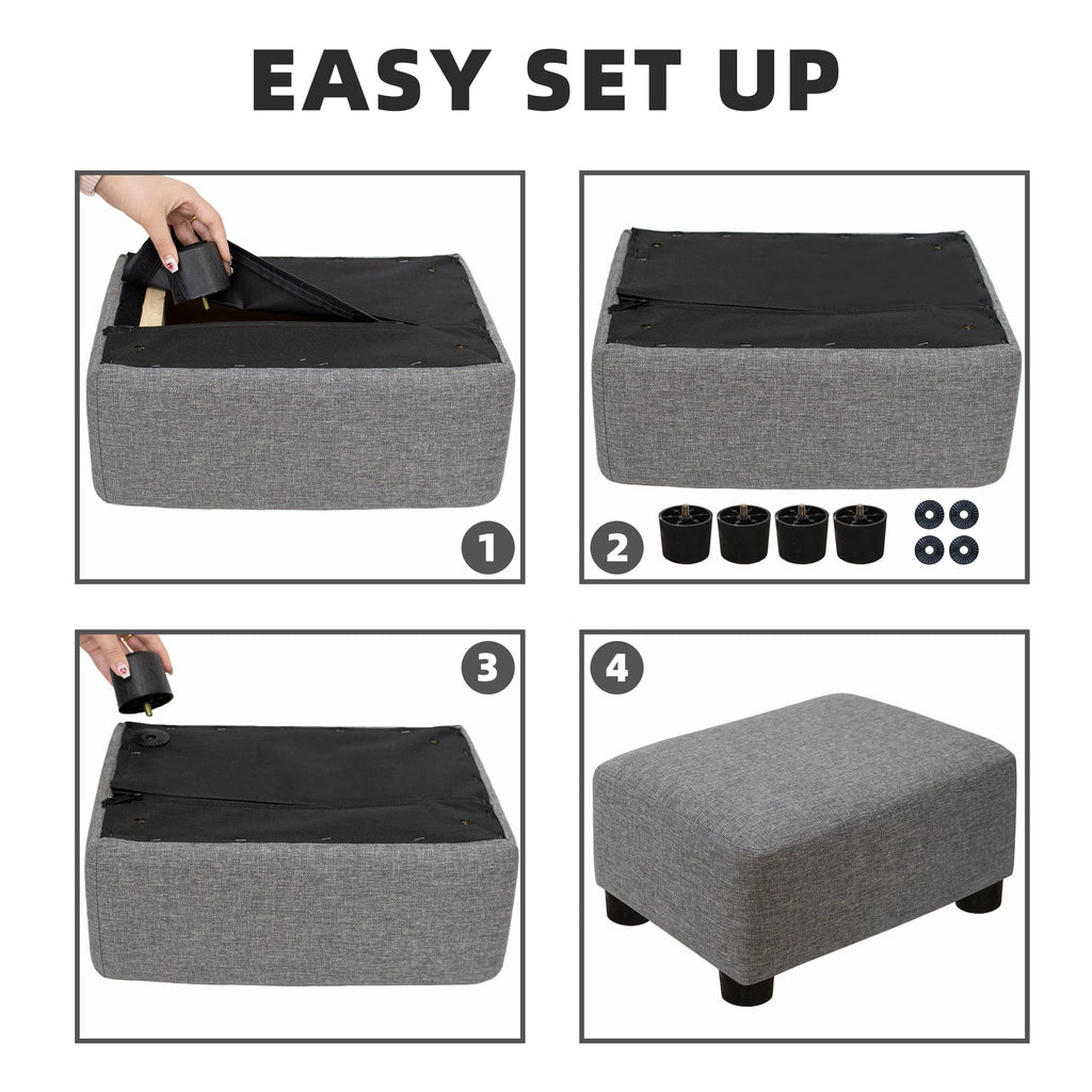 CAROLMADE Small Foot Stool Ottoman Footstool with Legs Under Desk Footrest for Living Room Bedroom and Office, Black